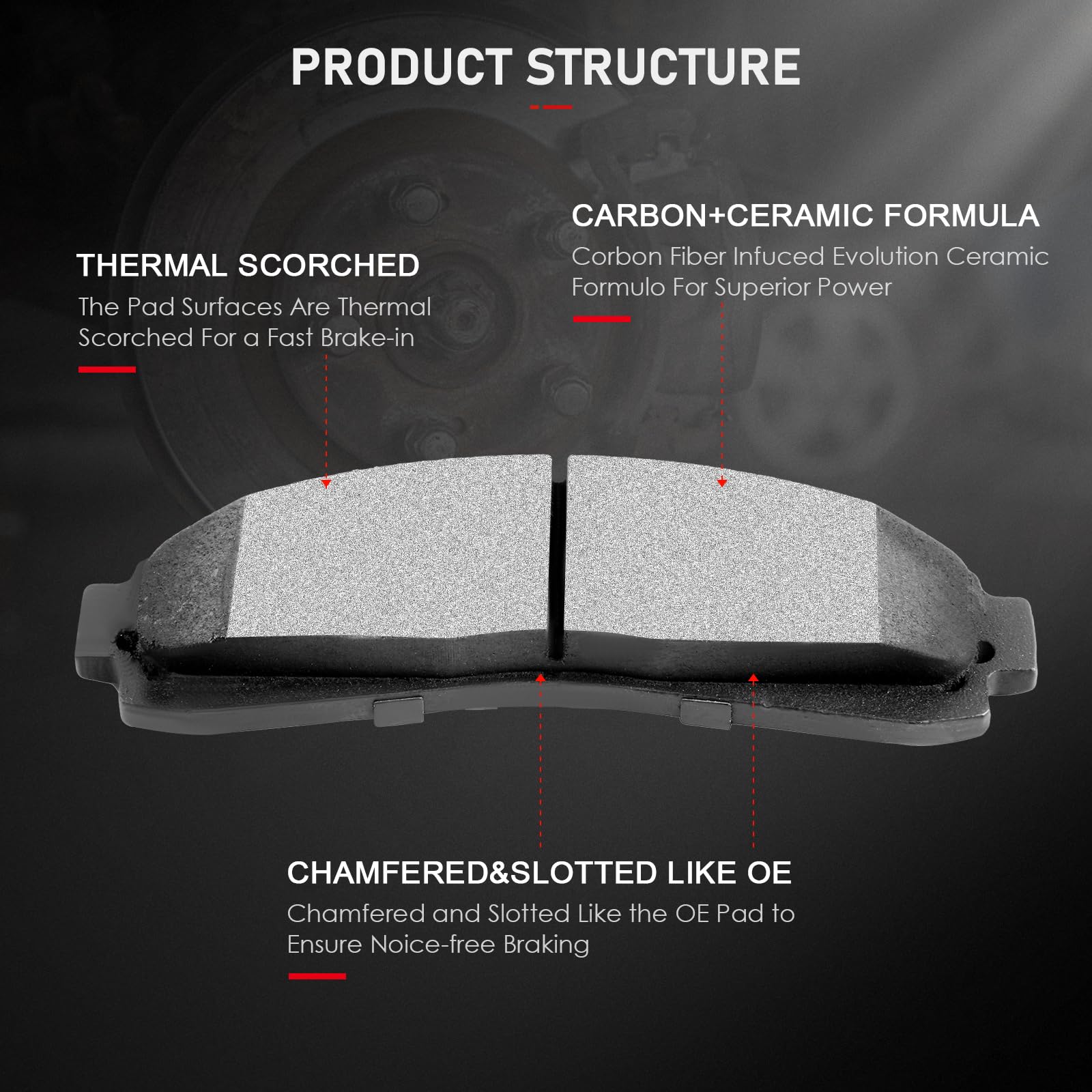 Front Ceramic Brake Pads Kits 4Pcs Fit For Ford Explorer,Ranger,For Mazda B2300,98-01 For Mazda B2500,95-04 For Mazda B3000,95-0