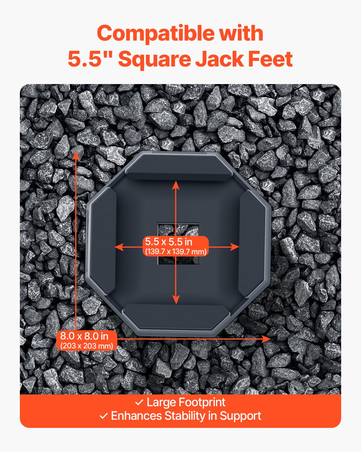 VEVOR RV Leveling Pads, 4-Pack Rubber Trailer Jack Pads, Each with 5000 lbs Capacity, Jack Stabilizer Pad with Large Surface Are