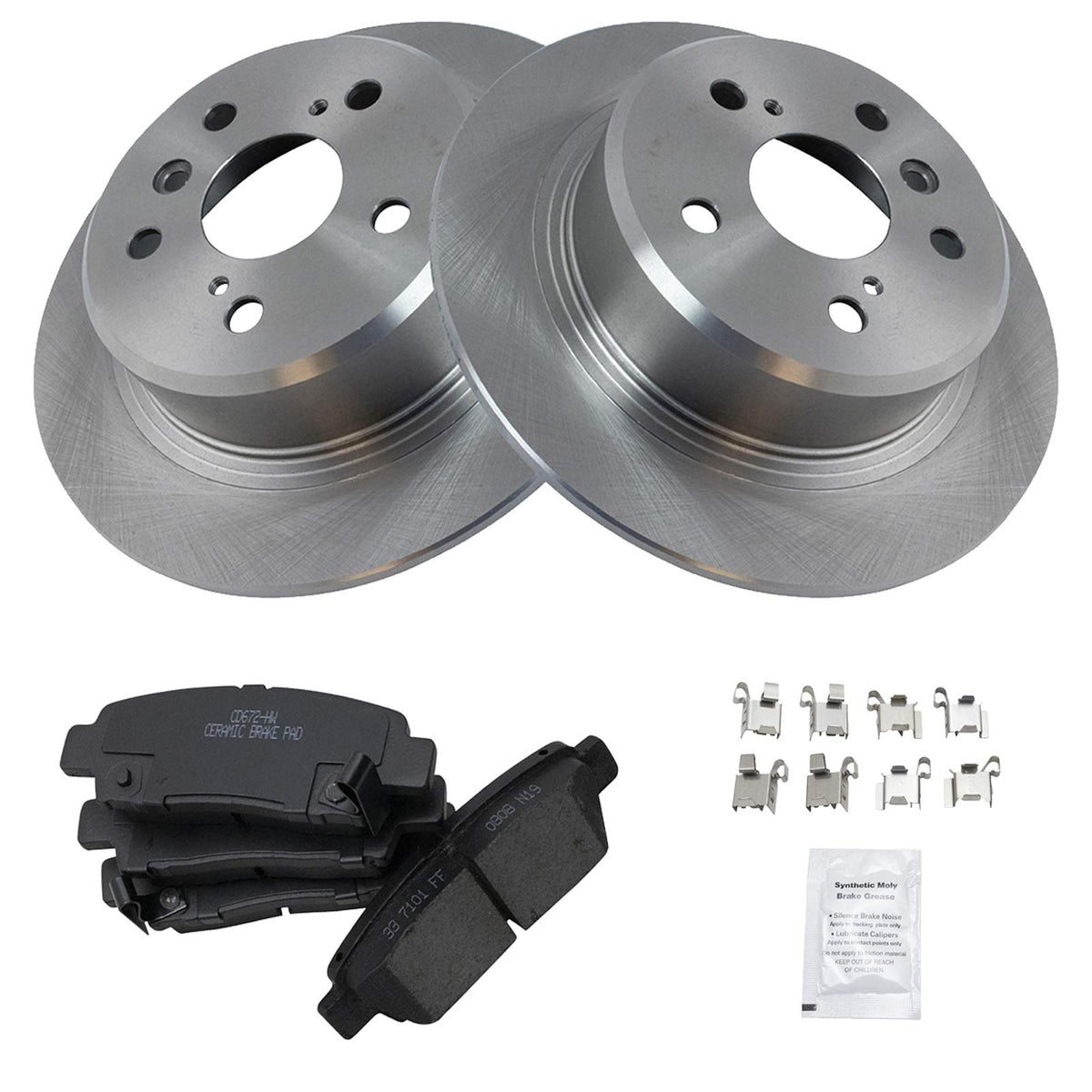 Trq Rear Brake Pad & Rotor Kit Brake Pads Brake Rotor Ceramic Compatible With 1995-1999 Toyota Avalon