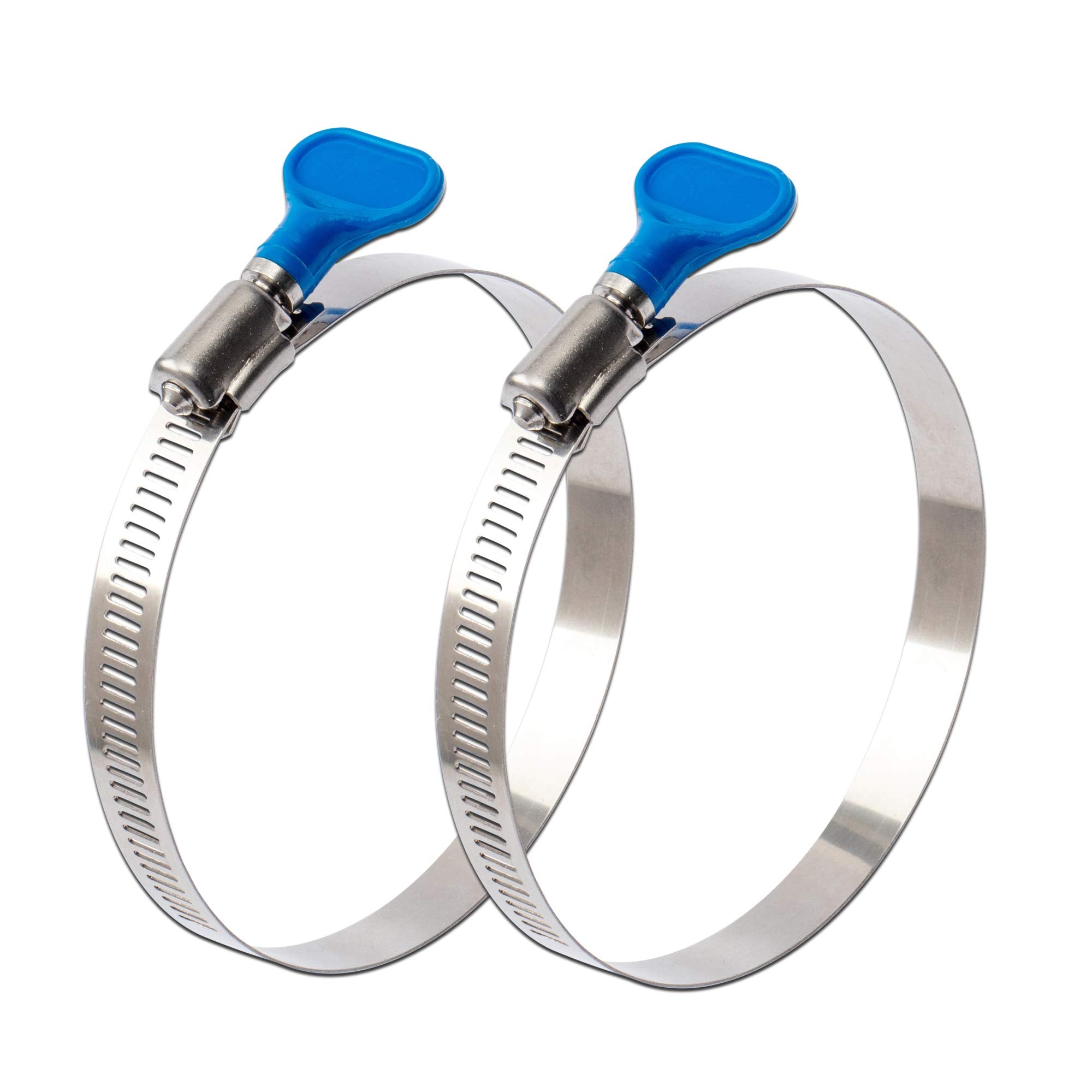 Ispinner 2Pcs 5 Inch Key-Type 304 Stainless Steel Worm Gear Hose Clamps, Adjustable Size Range 105-127Mm Clamps For Dryer Vent,