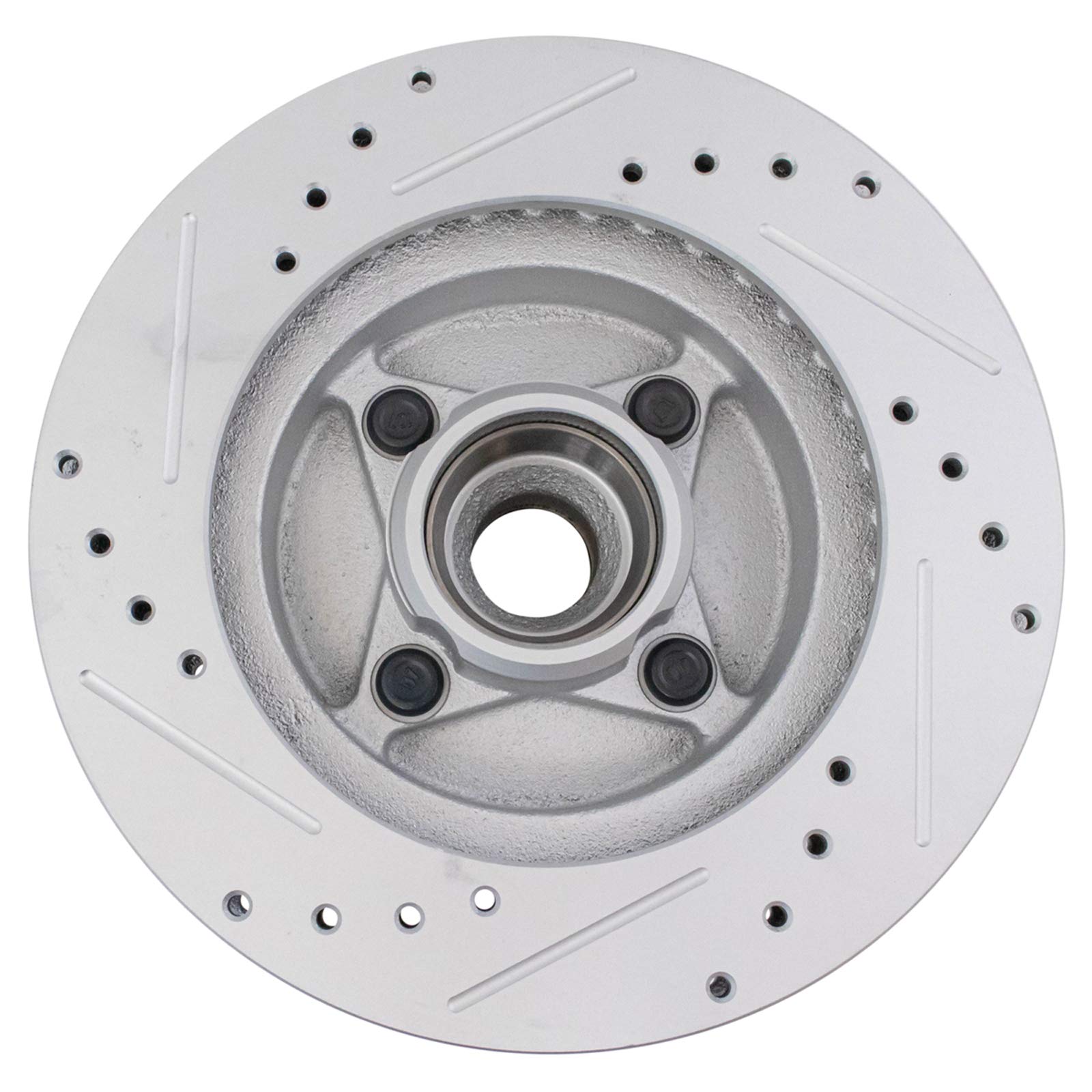Trq Front Performance Brake Rotors Set Vented Premium G-Coated Cross Drilled & Slotted Compatible With 1987-1993 Ford Mustang