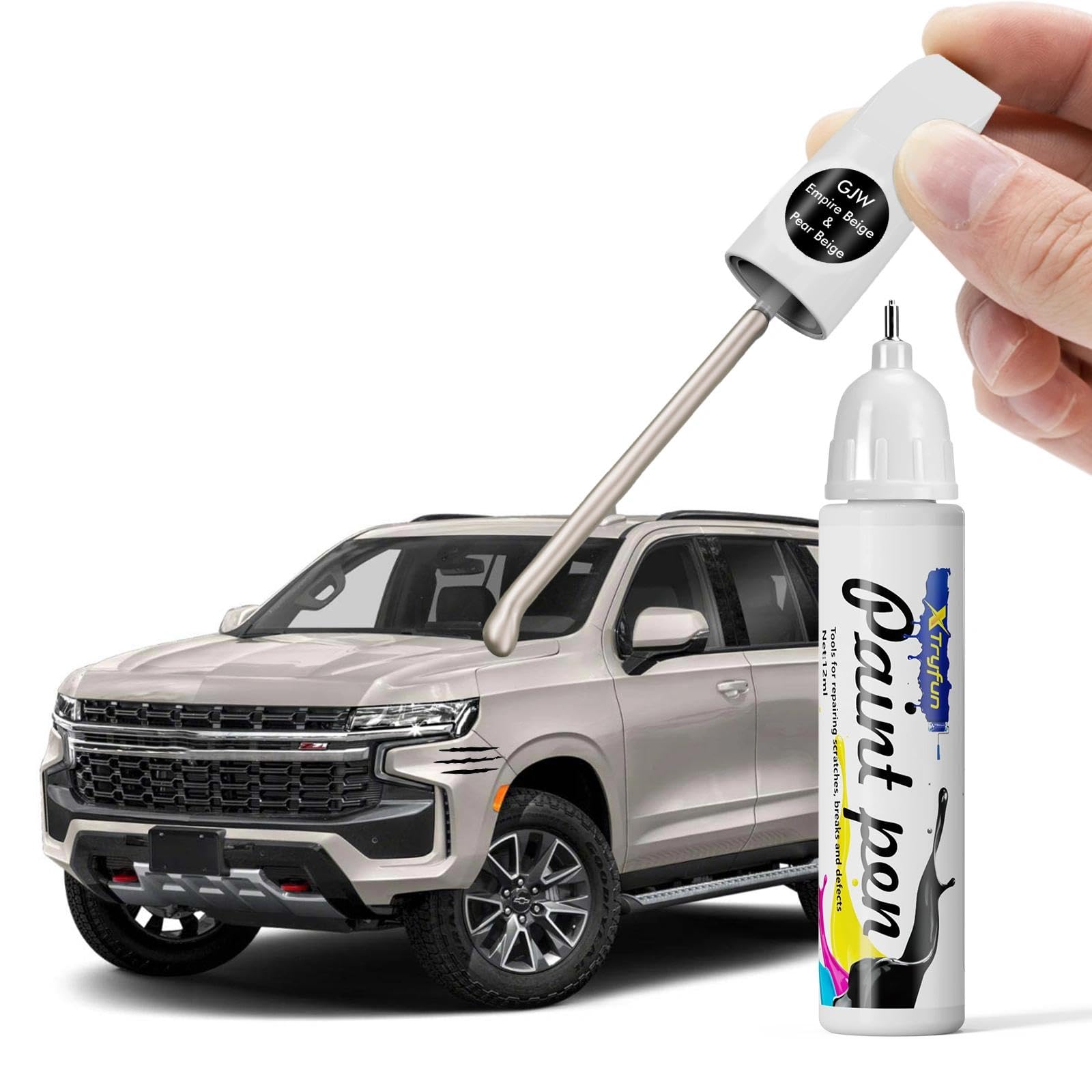 XTryfun GJW/WA317E Empire Beige Touch Up Paint Compatible with Chevrolet, DIY Car Paint Scratch Repair, Automotive Paints, Quick