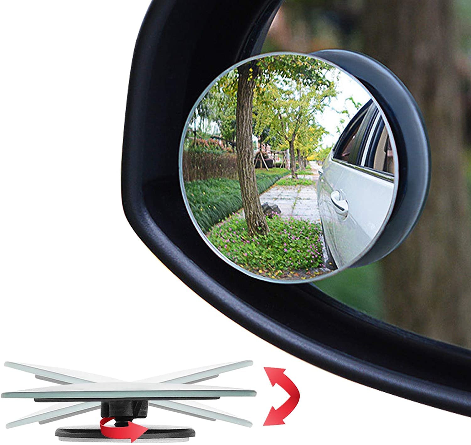Ampper Blind Spot Mirror, 2' Round Hd Glass Frameless Convex Rear View Mirror, Pack Of 2