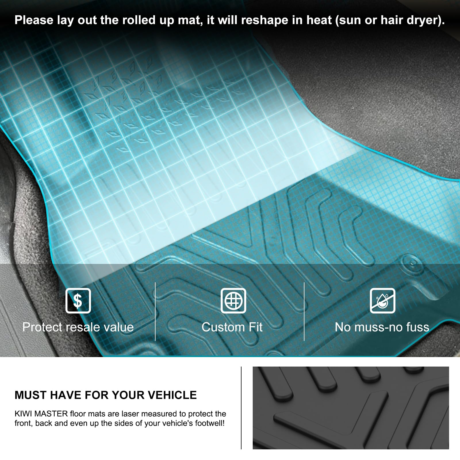 KIWI MASTER Floor Mats for 2015-2019 Subaru Outback/Legacy All Weather Mat Liners Front Rear 2 Row Seat TPE Slush Liner Black