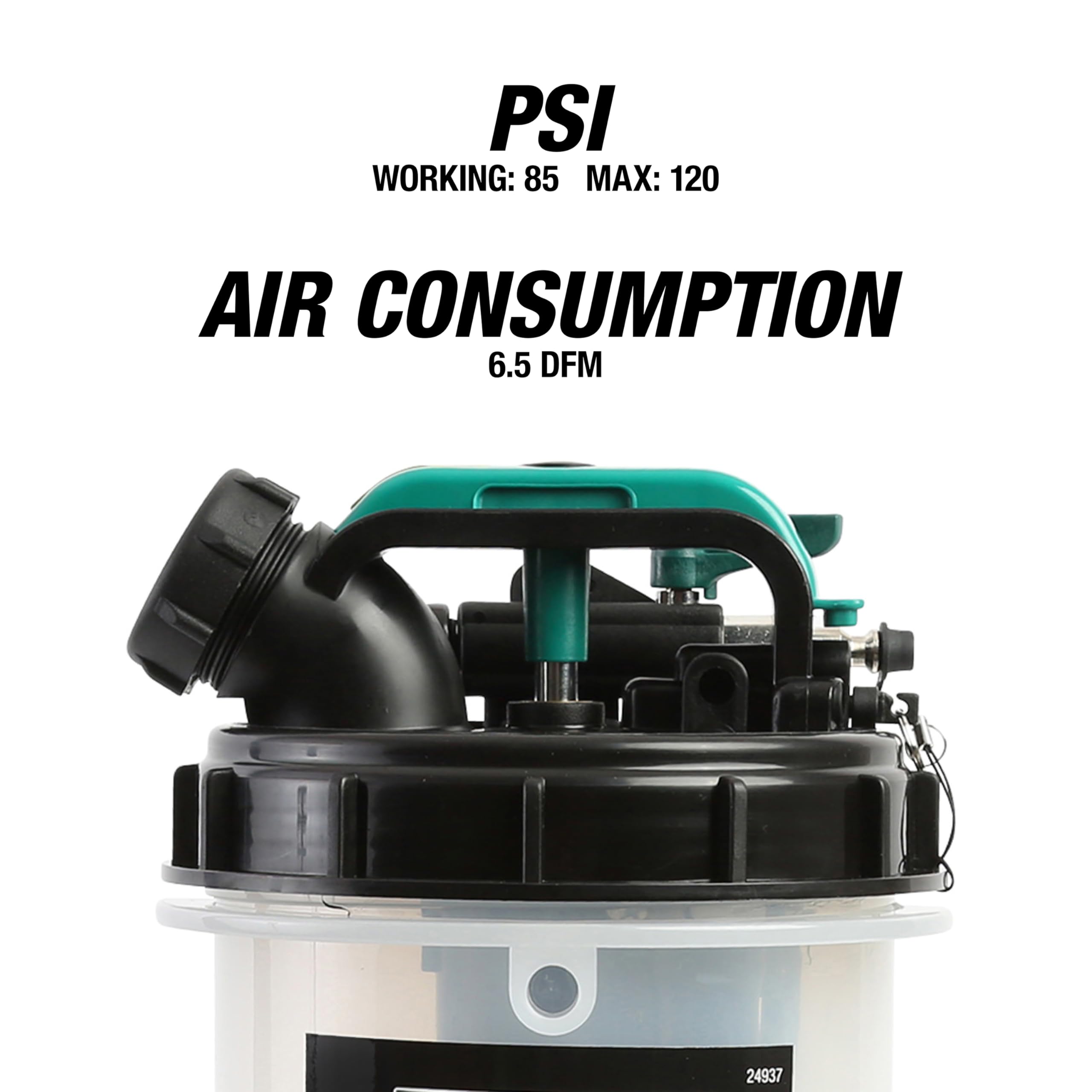 OEMTOOLS 24937 6-Liter Pneumatic/ Manual Fluid Pump Extractor, 5ft Main Suction Hose, Oversized Pumping Handle, Leak Proof, For Automotive Oil Change