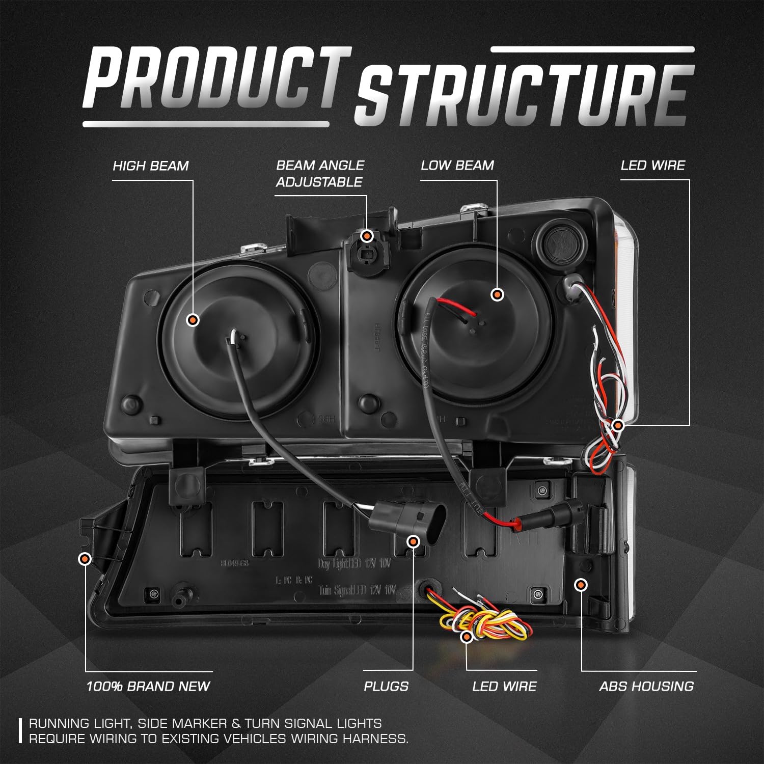 Dna Motoring Pair Full Led Projector Sequential Headlights Compatible With 03-06 Chevy Silverado 1500 2500 3500 1500Hd 2500Hd, S