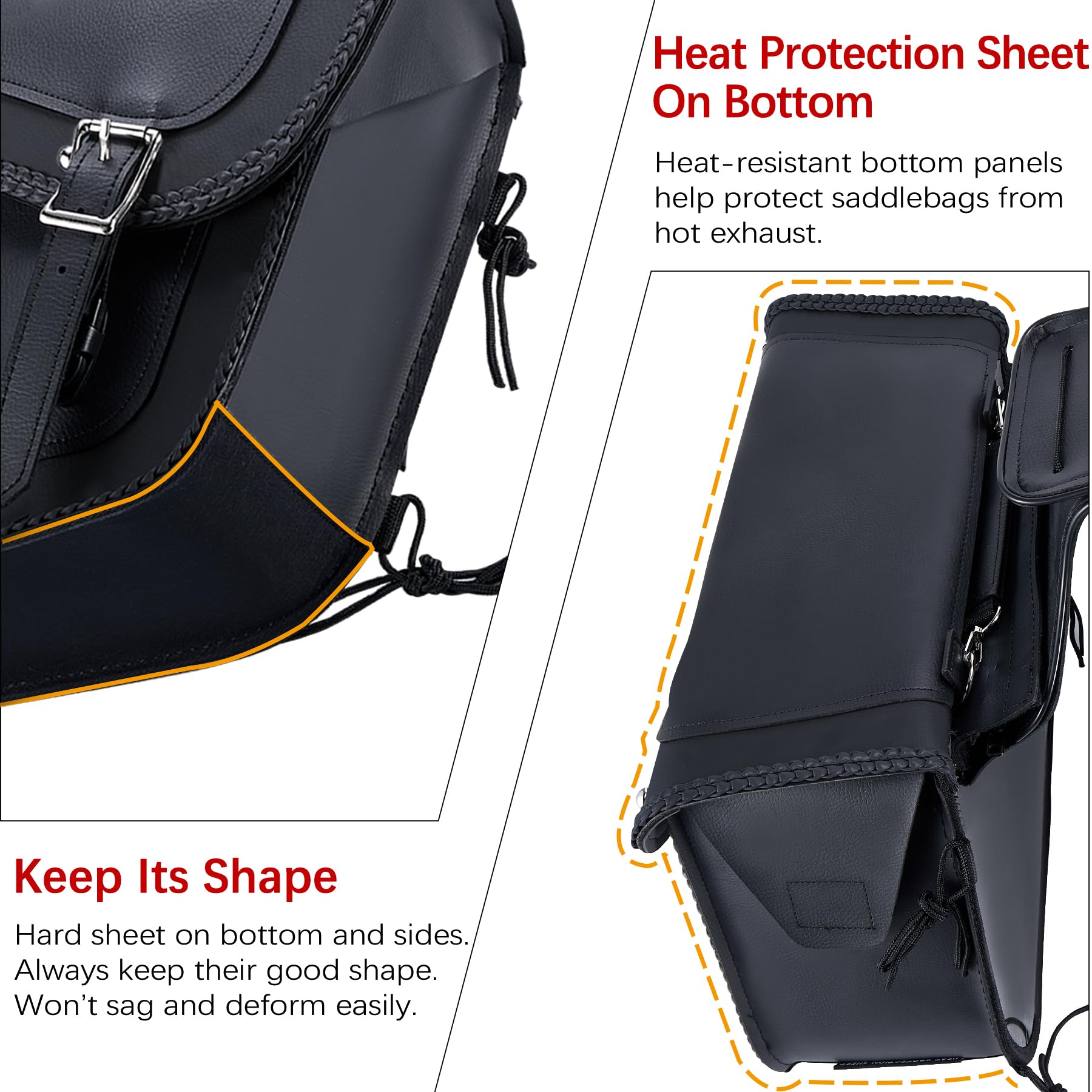 Dream Apparel Faux Leather Motorcycle Saddle Bags Throw Over Saddlebags, PVC Motorcycle Side Bags for Honda Shadow Sportster Sof