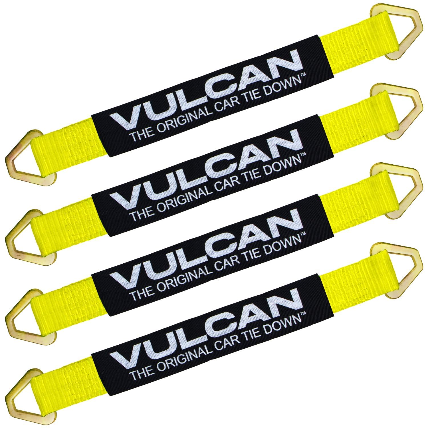 Vulcan Tie Down Axle Straps With Wear Pad - 4 Pack - Classic Yellow - 3,300 Pound Safe Working Load