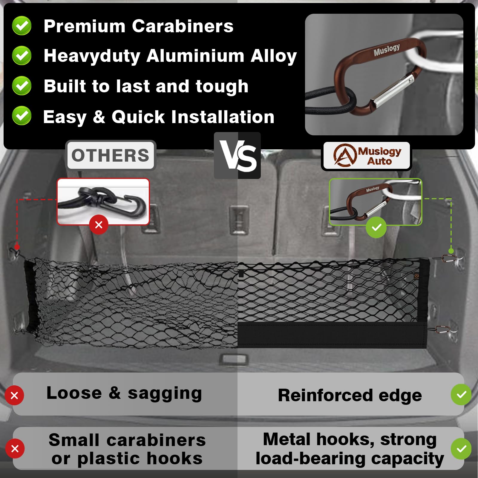 Muslogy Envelope Style Trunk Cargo Net Compatible With 2018-2023 Chevy Traverse Accessories Custom Fit Trunk Organizer Upgraded