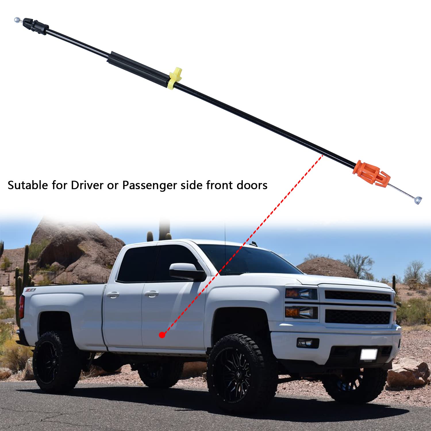 16.5'' Door Latch Cable Compatible With 2007-2014 Chevy Silverado Tahoe Yukon Sierra Escalade, Driver/Passenger Side Front Doors