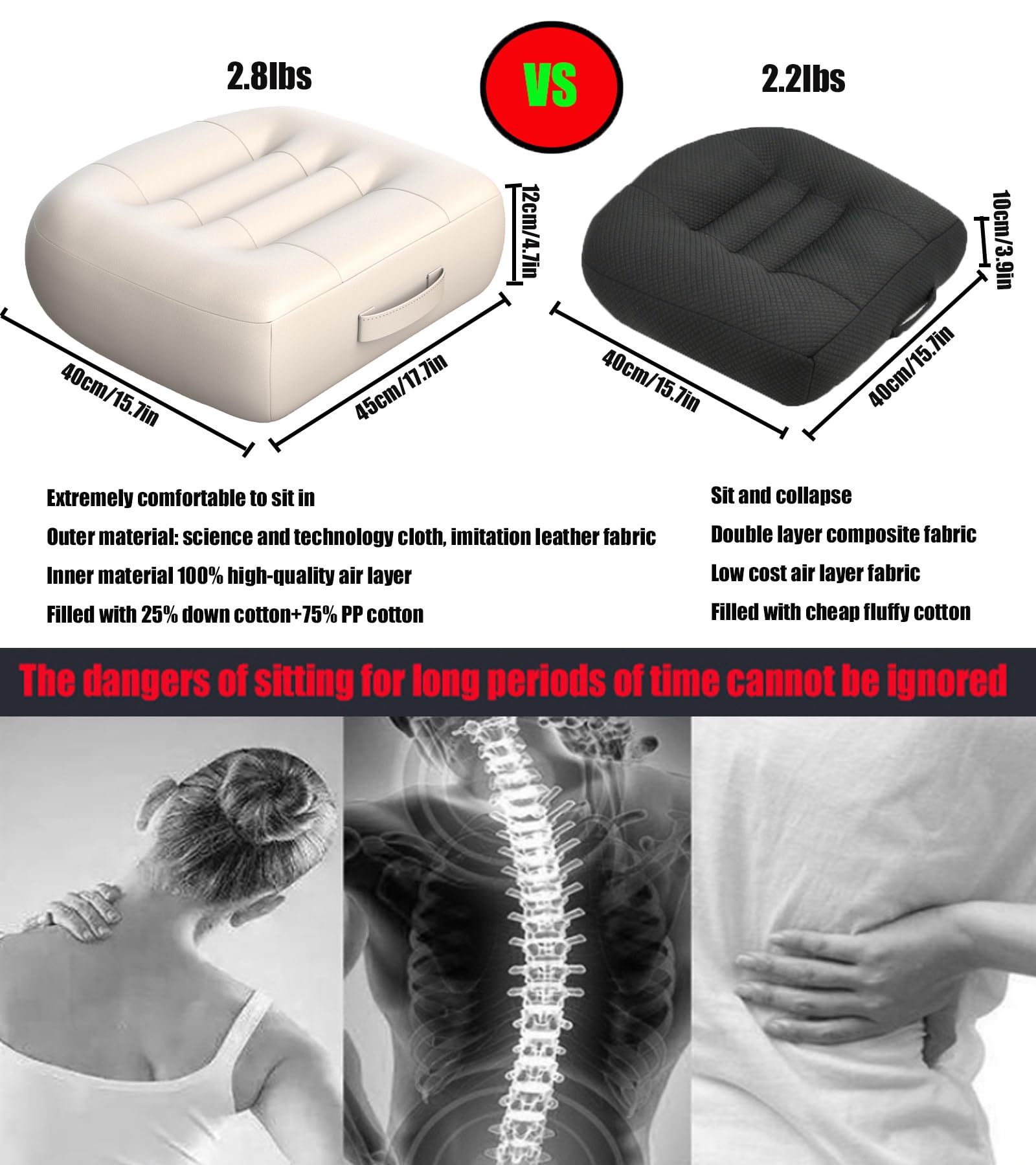 Adult Car Booster Seat Cushion/office chair cushion with Carry Handle Angle Lift Seat Cushion Imitation PU breathable fabric Mor