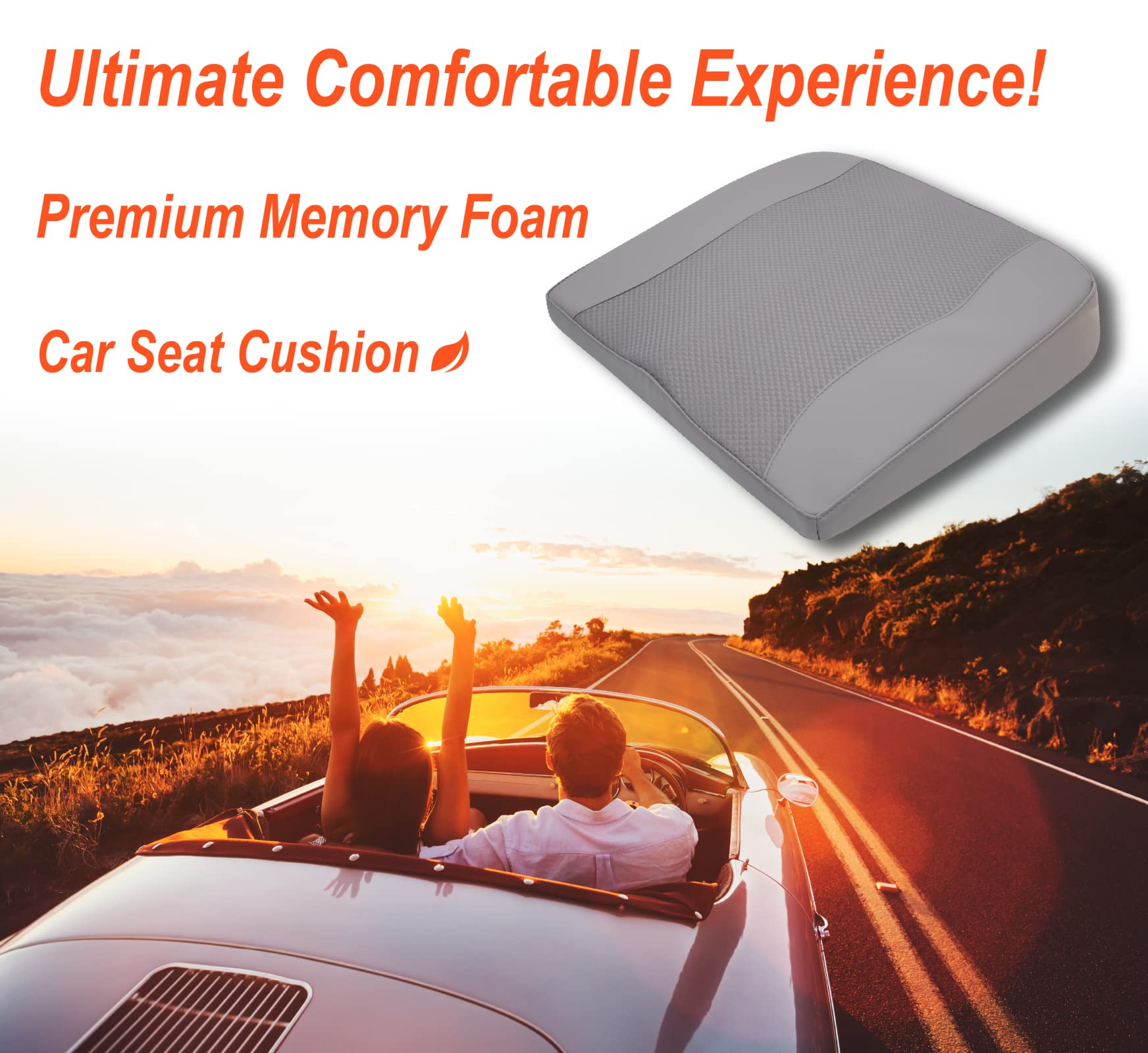 Lofty Aim Car Seat Cushion, Comfort Memory Foam Car Cushions For Driving - Sciatica & Lower Back Pain Relief, Seat Cushion For C