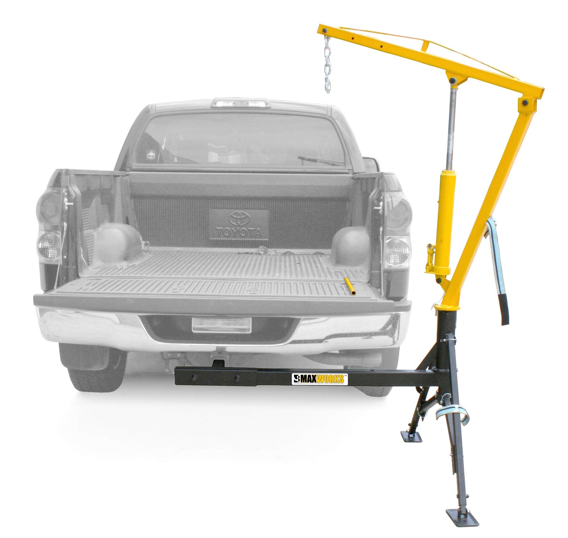 MAXXHAUL 70238 Receiver Hitch Mounted Hydraulic Swivel Pickup Truck Crane - 1000 lbs. Capacity With 3 Boom Capacities of 500 lbs