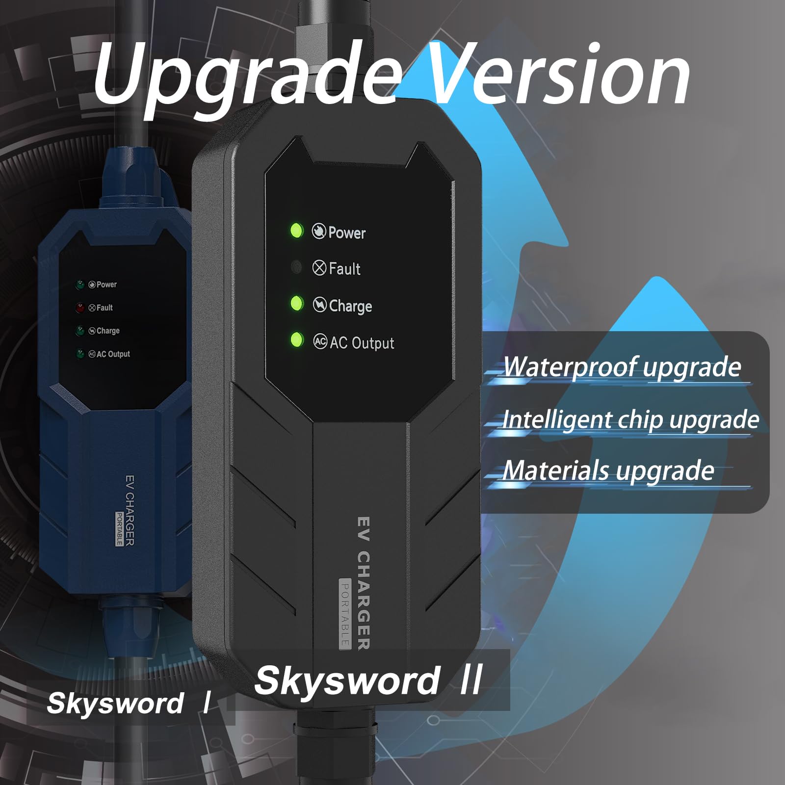 Megear Skysword ? Level 1-2 Ev Charger, 100-240V 16A 25Ft Portable Evse, Nema 6-20 Plug With Nema 5-15 Adapter Electric Vehicle