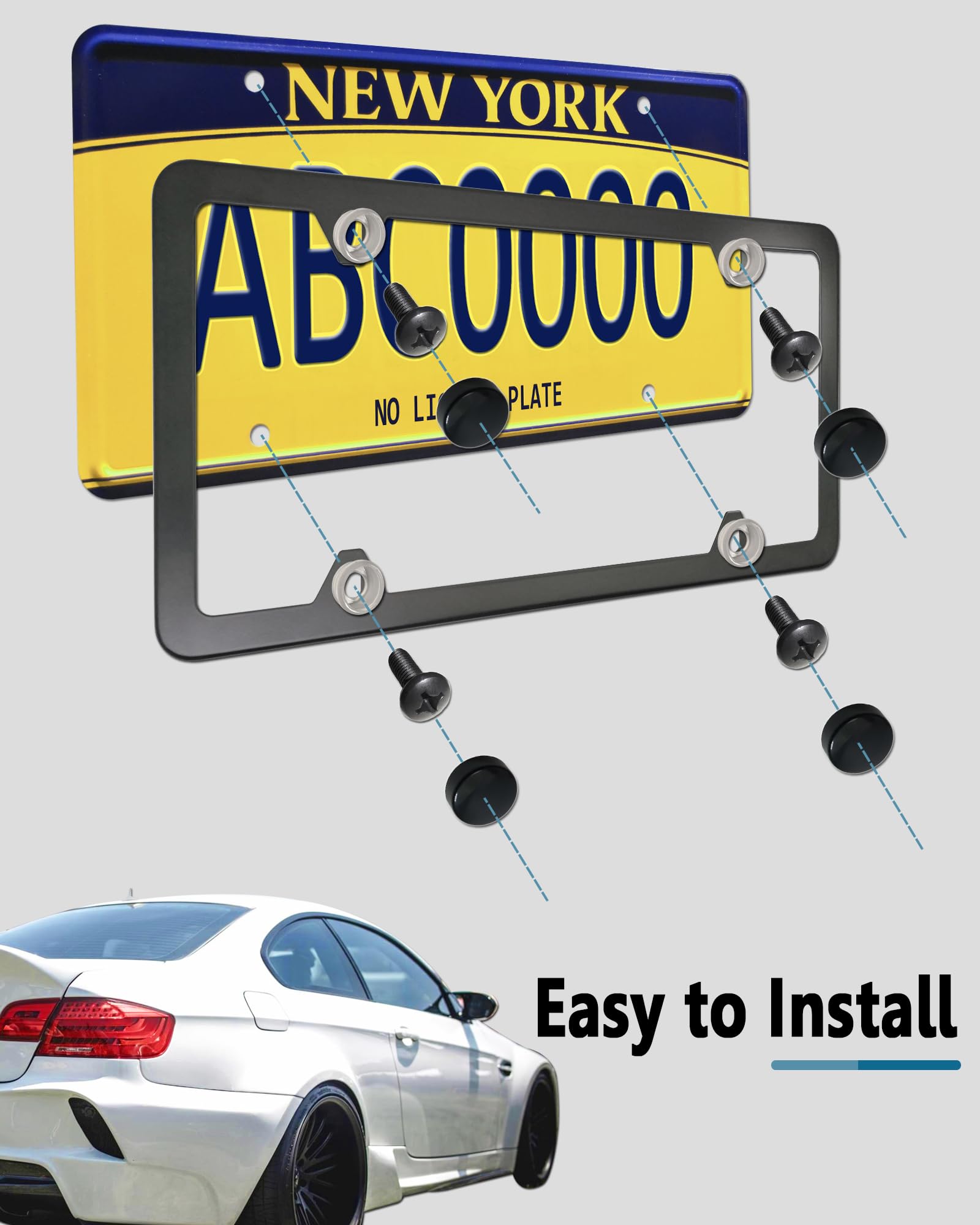 Zxfoog Black License Plate Screws- Rustproof Stainless Steel Car Tag Bolts, M6X16Mm (1/4'' X5/8'') Fasteners Hardware- Phillips