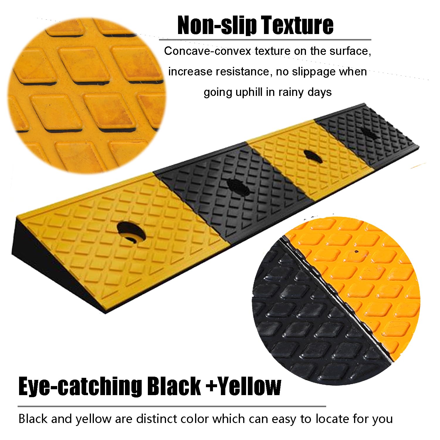 Nisorpa 2'' Rubber Curb Ramps Heavy Duty Driveway Curb Ramps Loading Rubber Curb Ramp Threshold Ramp For Car Vehicle Suv Truck M