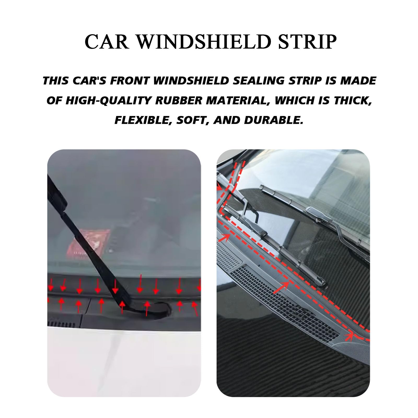 PVOTAWP 1.7M/ 5.6Ft Windshield Cowl Rubber Seal Strip, Front Rear Windshield Panel Black Molding Trim Strips, Car Weather Windsh