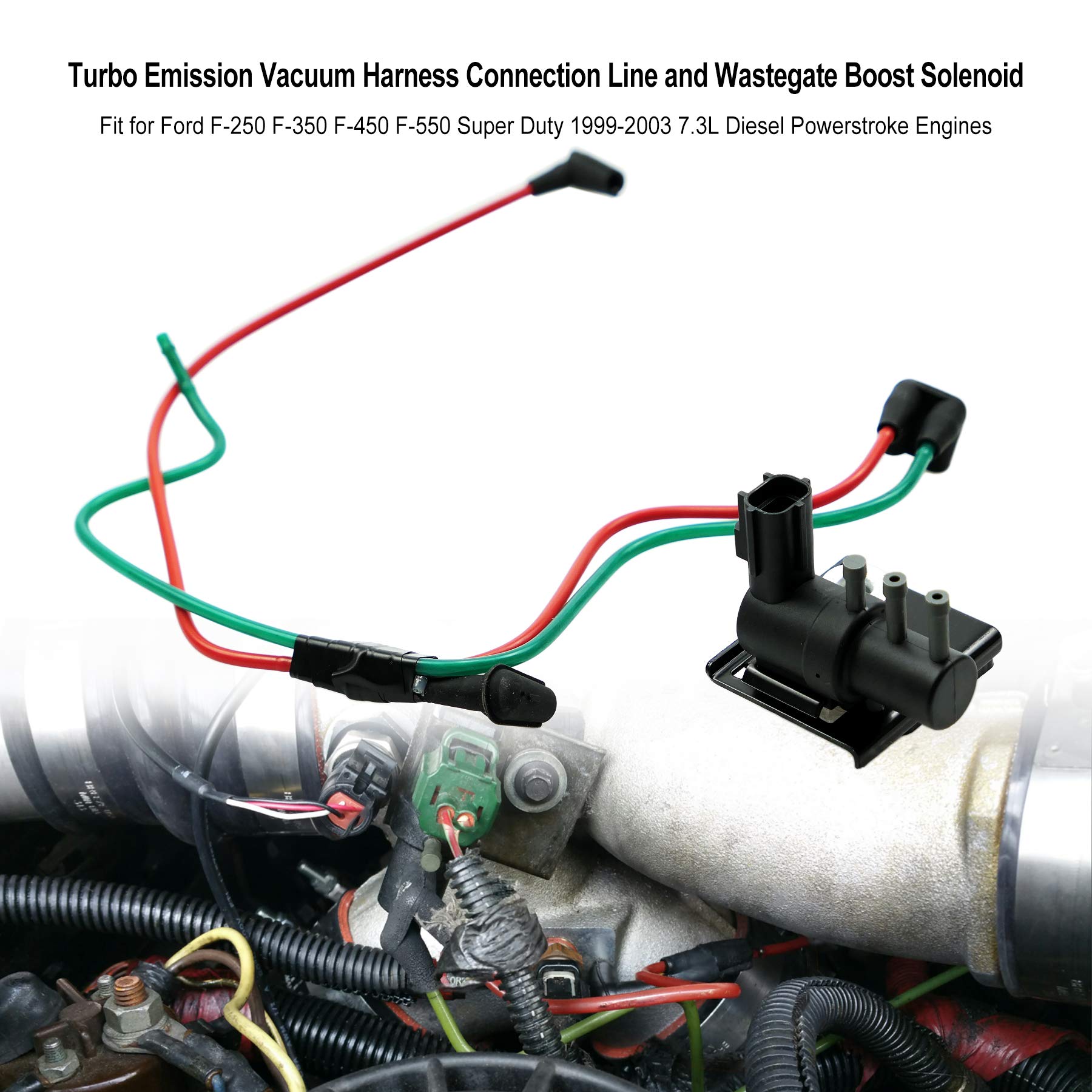 Turbo Emission Vacuum Harness Connection Line And Wastegate Boost Solenoid Fits For Ford F250 F350 F450 F550 Super Duty 1999-200