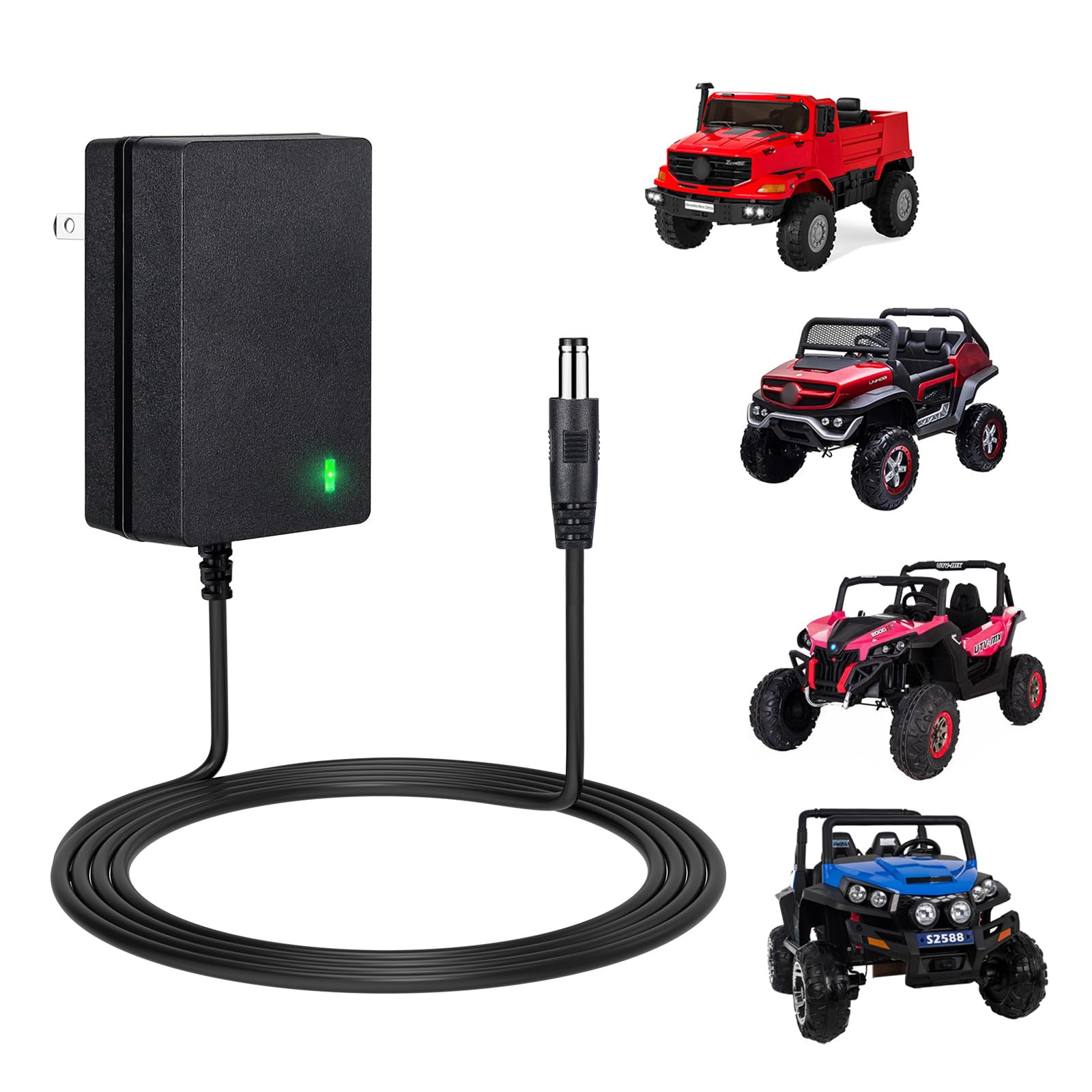 24V Battery Charger for Kids Ride On Car Toys, 24 Volt Power Adapter for Best Choice Products, Charging Cable with Indicator Lig