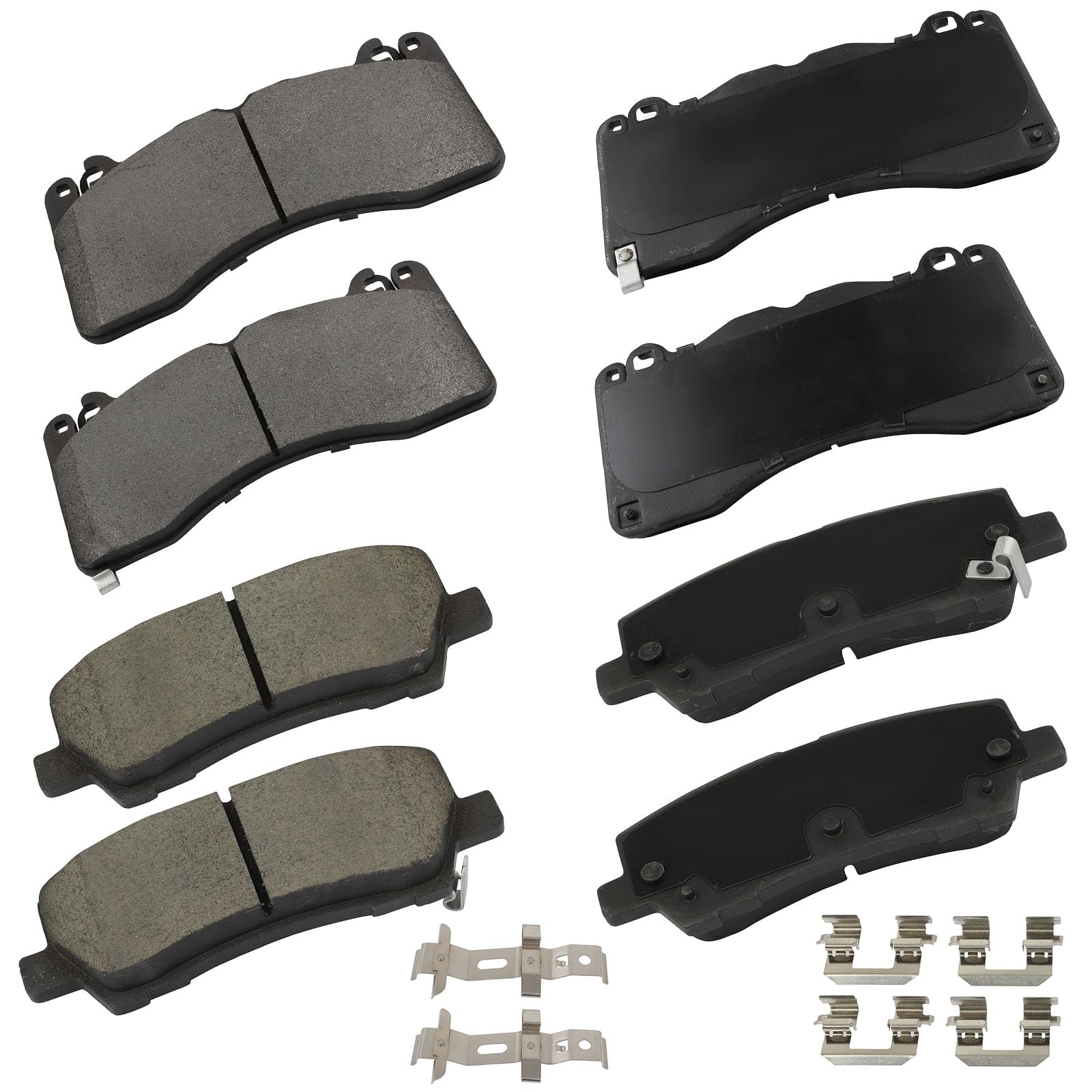 Cciyu D1792 Front(Semi-Metal) & D1793 Rear(Ceramic) Disc Brake Pads Set W/Hardware Fit For Ford For Mustang 2022
