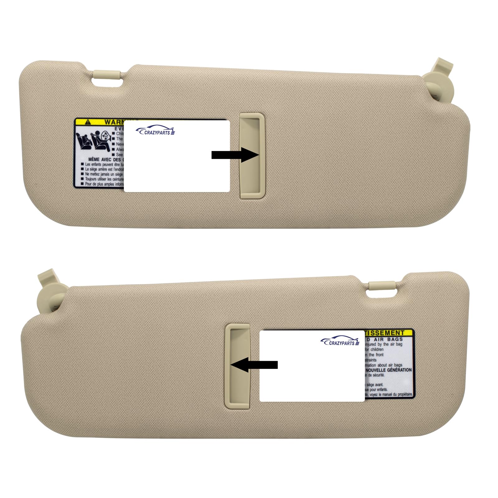Crazyparts Driver Left & Passenger Right Side Sun Visor Compatible With Hyundai Elantra 2011-2015 Hyundai Veloster 2006-2016 Rep