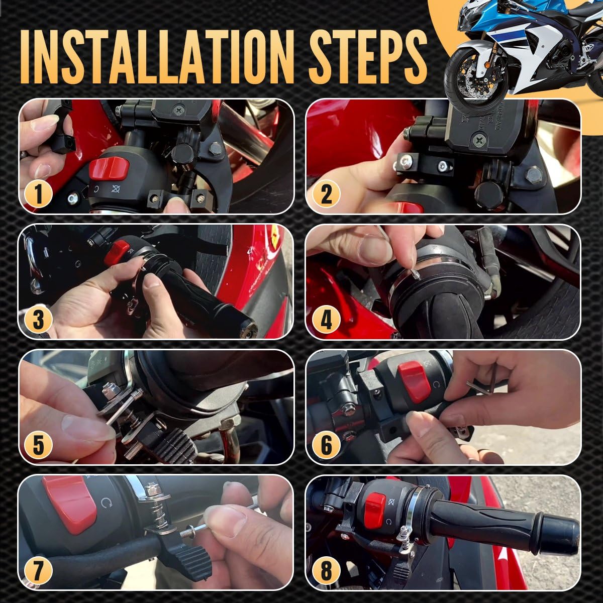 BILLFARO Universal Throttle Lock,Motorcycle Cruise Control Throttle Assist Clamp Handlebar Grip Accelerator Assistant Accessory