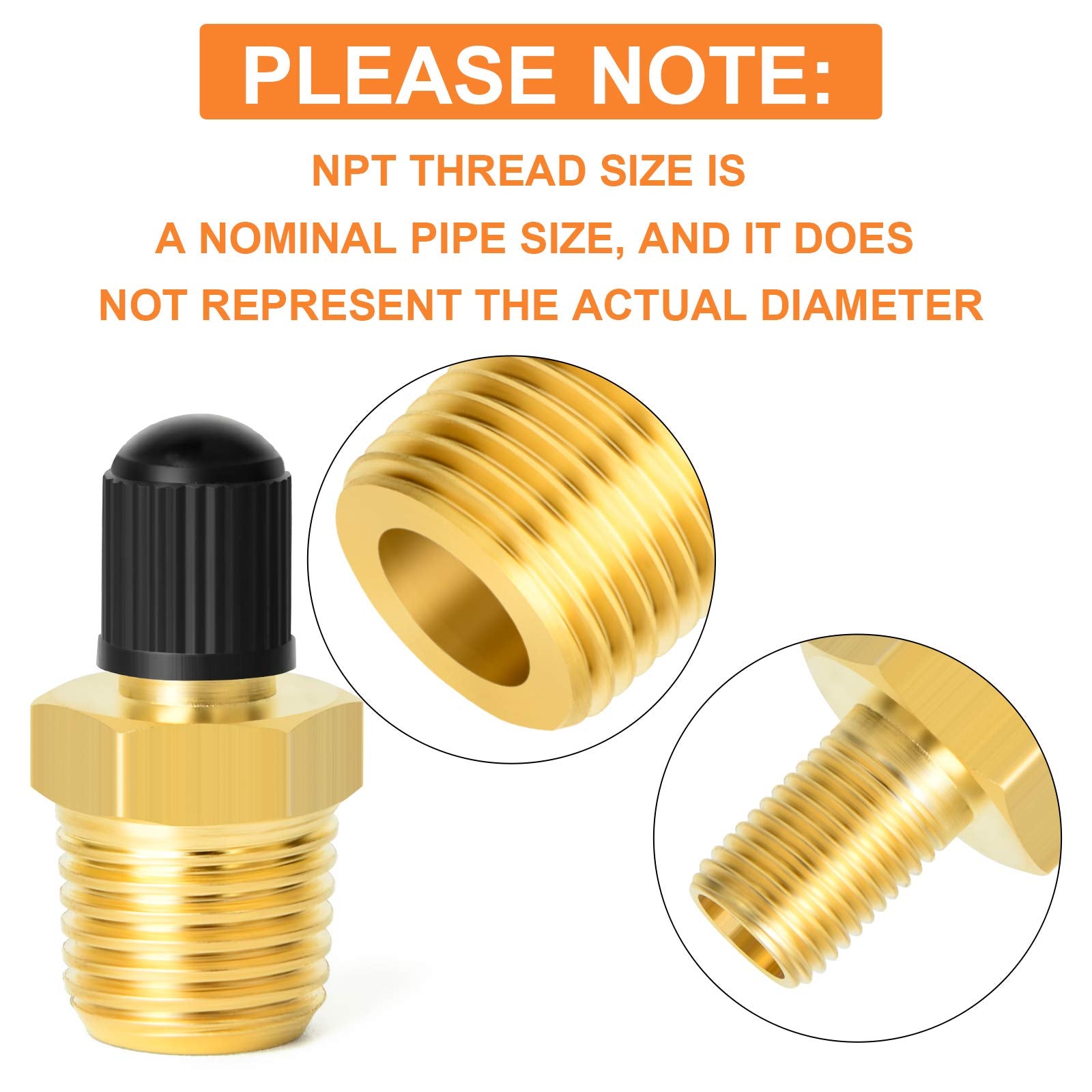 Gasher 6Pcs 1/4'' Npt Tank Valve Anti-Corrosion Brass Schrader Valve With 1/4'' Male Npt,Using With Air Compressor Tanks