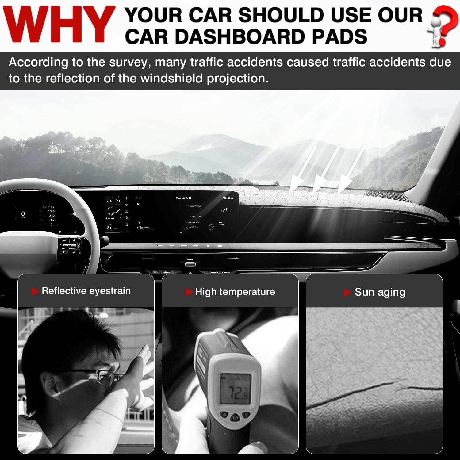 Autorder Dashboard Cover Mat Fit For 2024 2025 Kia Ev9 Accessories Dash Cover Upgrade Velvet Dash Mat Sunshade Glare Uv Rays Pro