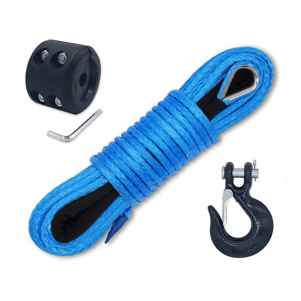 Ucreative 14 Inch X 50 Feet Synthetic Winch Rope 9,500Lbs Line Cable With Hook And Stopper For Atv Utv (Blue)