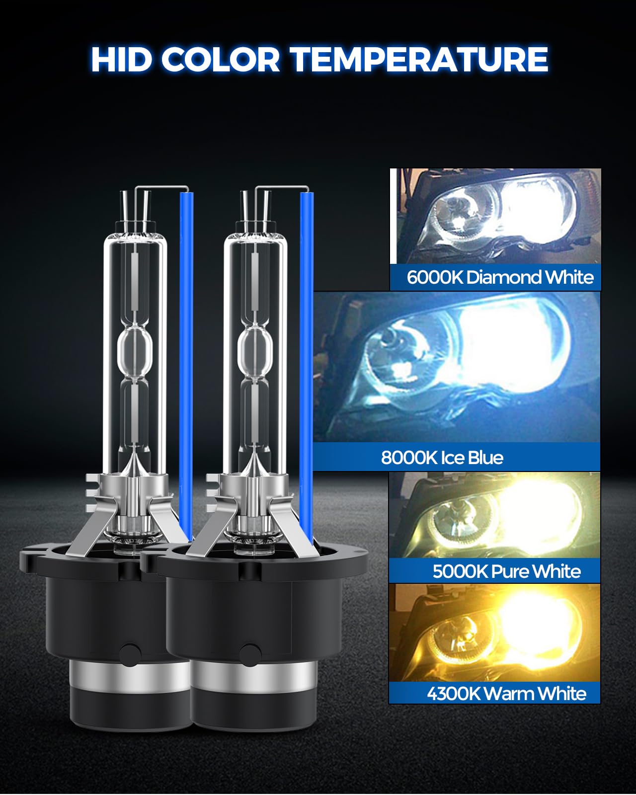 Marsauto D2S D2R Hid Bulbs, 85122 66240 66040 66240 Hid Xenon Bulbs, 35W D2S 8000K White Blue, Pack Of 2