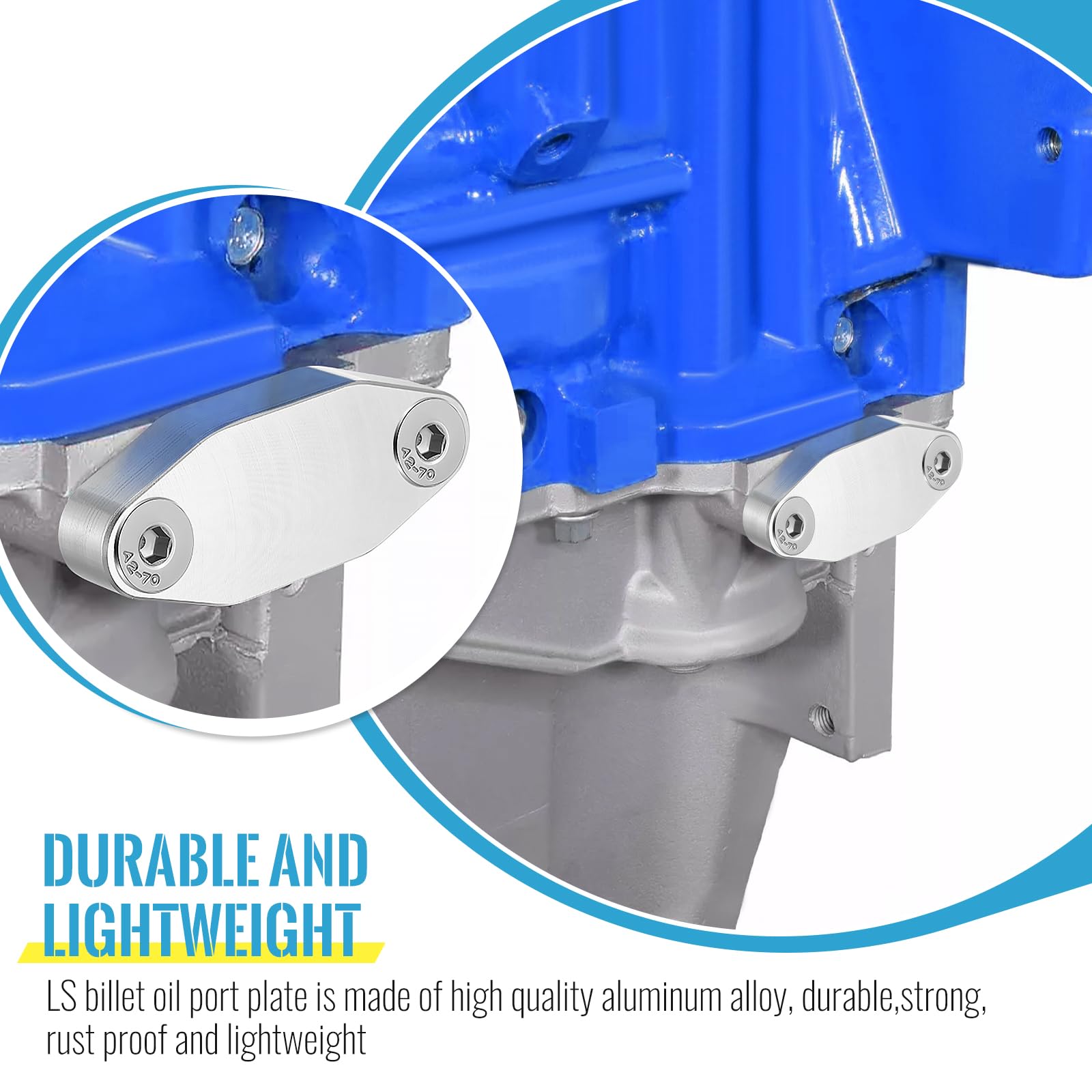 Saillong 1 Pack LS Billet Oil Cooler Block off Plate on Oil Pan LS Billet Oil Port Plate Compatible with Gen III IV Series Engin