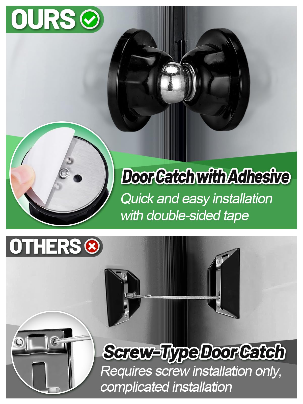 RV Magnetic Door Catch with Adhesives - Easy to Install Camper Trailer Door Holder, Sturdy Stopper for RV Accessories, 1 Pack