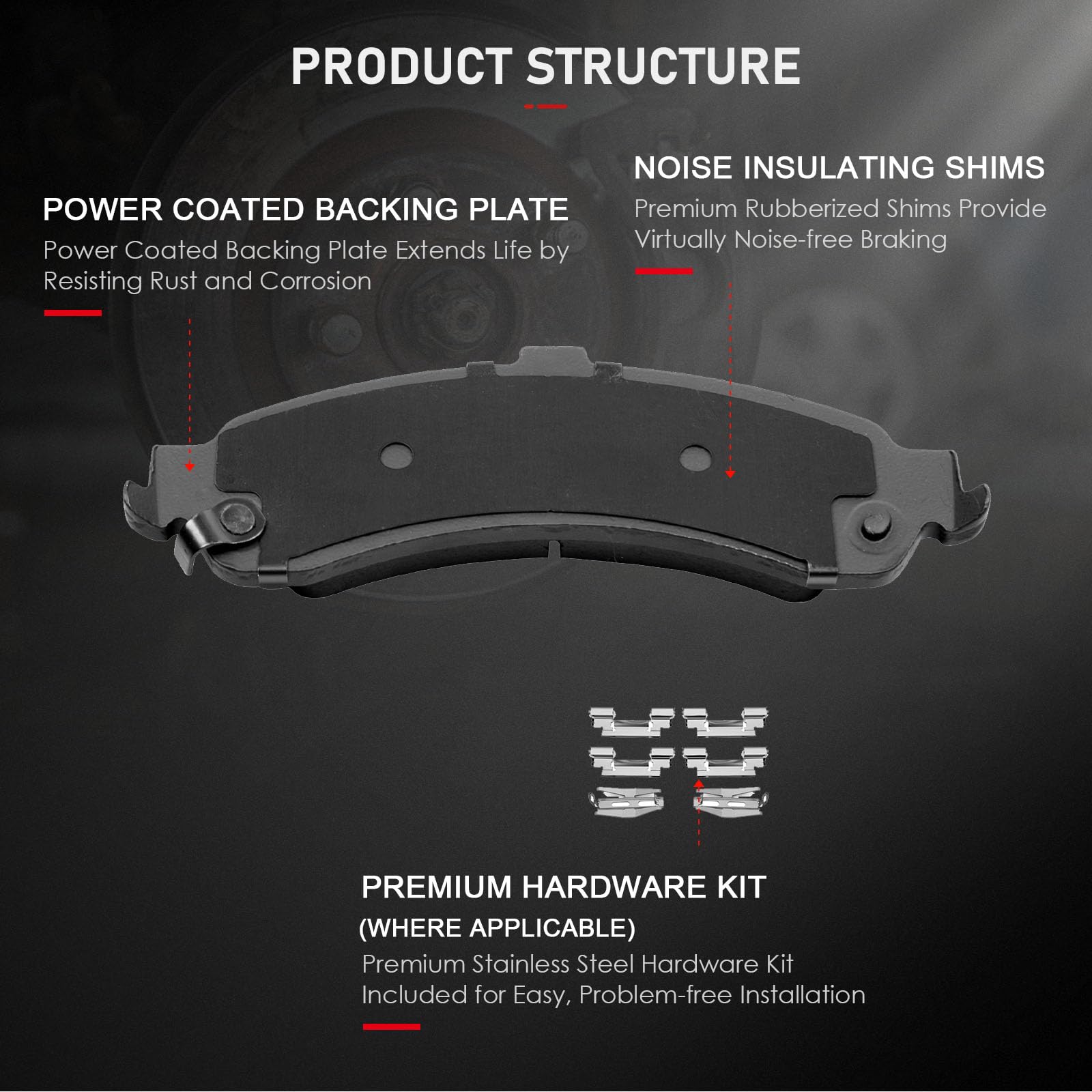 Cciyu D834 Rear Ceramic Disc Brake Pads Kit For Cadillac Escalade Escalade Esv Escalade Ext For Chevrolet Avalanche 1500 Silvera
