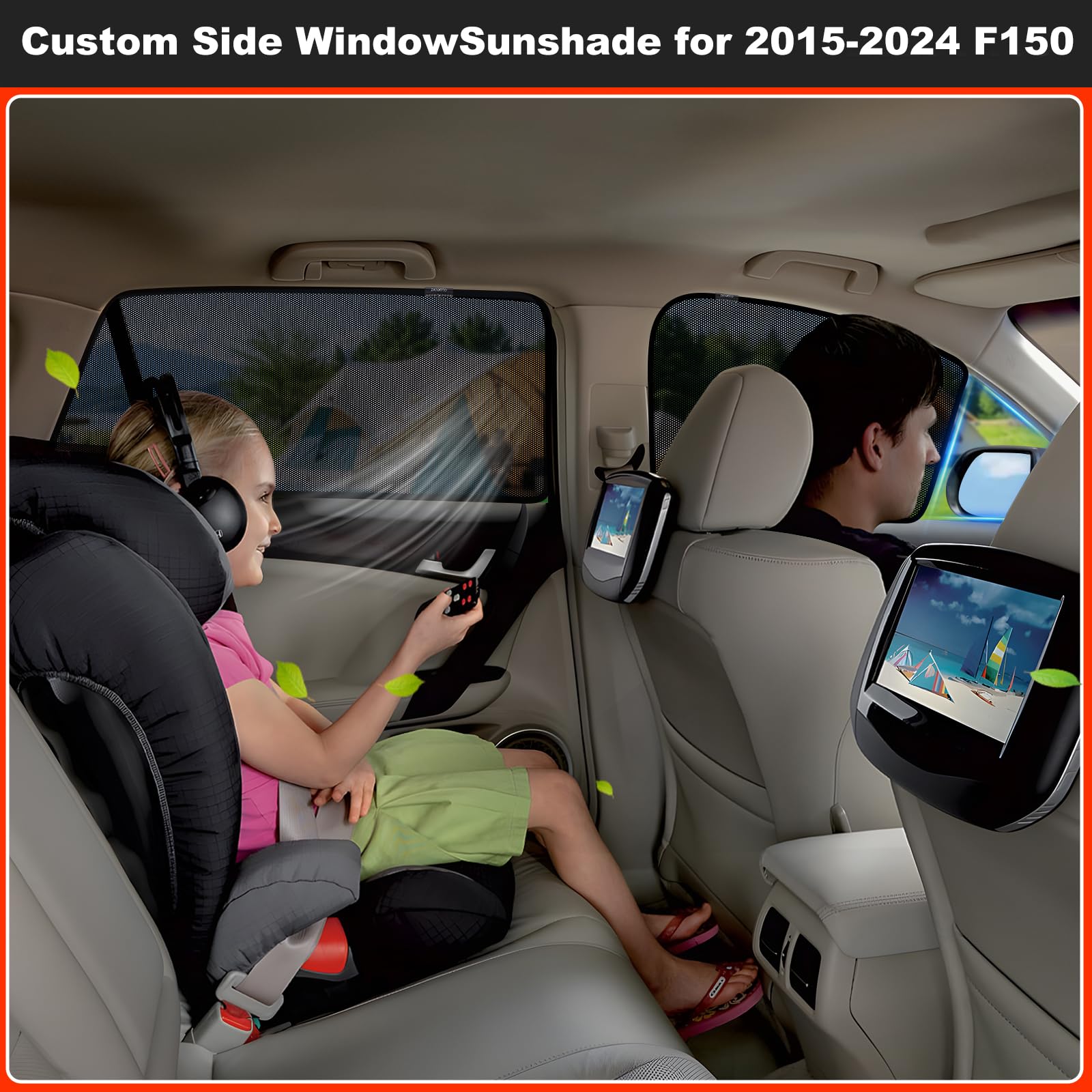 XCBYT Car Window Shades for 2015-2024 F150 Sun Shade for Car Baby Side Window with Breathable Mesh Blocking 99% UV Glare and Pri