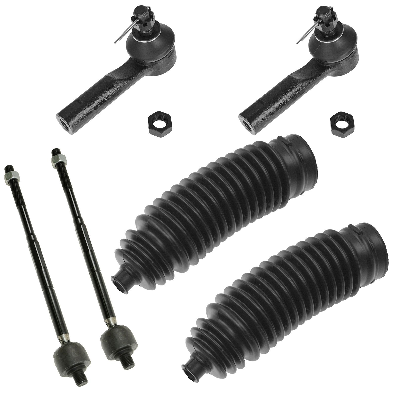 Trq Front Driver & Passenger Side Inner & Outer Steering Kit Steering Rack & Pinion Bellow Tie Rod Compatible With 1995-1998 Nis