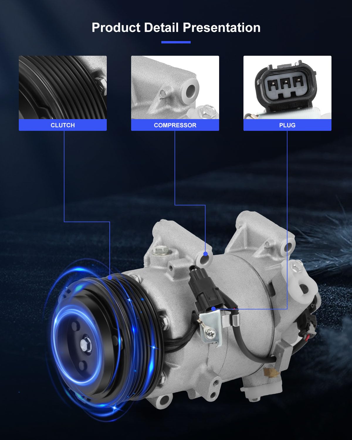 Eccpp A/C Compressor With Clutch 2016-2021 For Honda Civic 1.5L 2017-2022 For Honda Cr-V 1.5L Ac Compressor