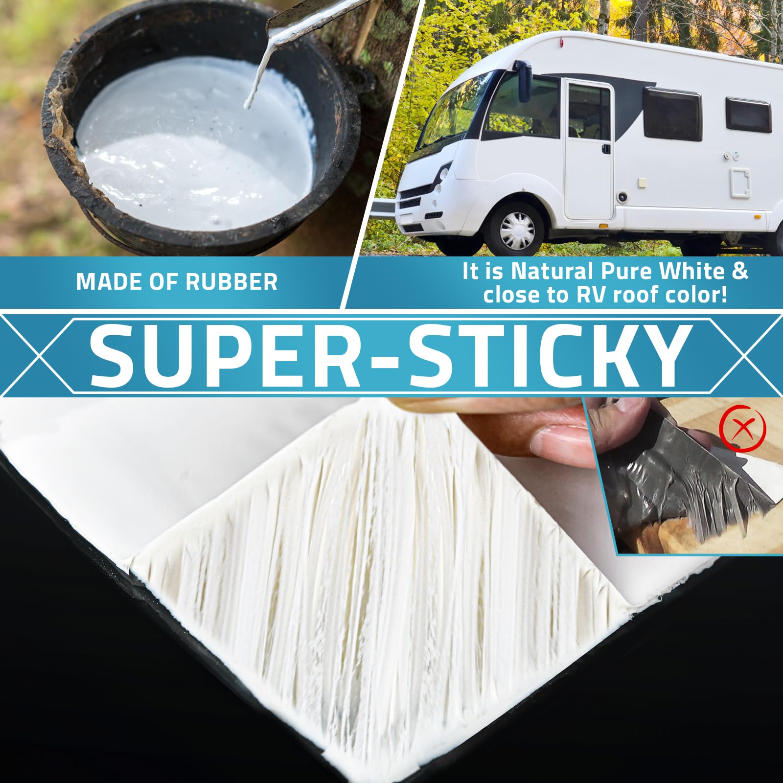 Paulinn Rv Camper Roofing Repair Sealant Tape White, 4 Inch X 50 Foot Natural Rubber Roof Sealing Tape, Uv & Weatherproof Roof S