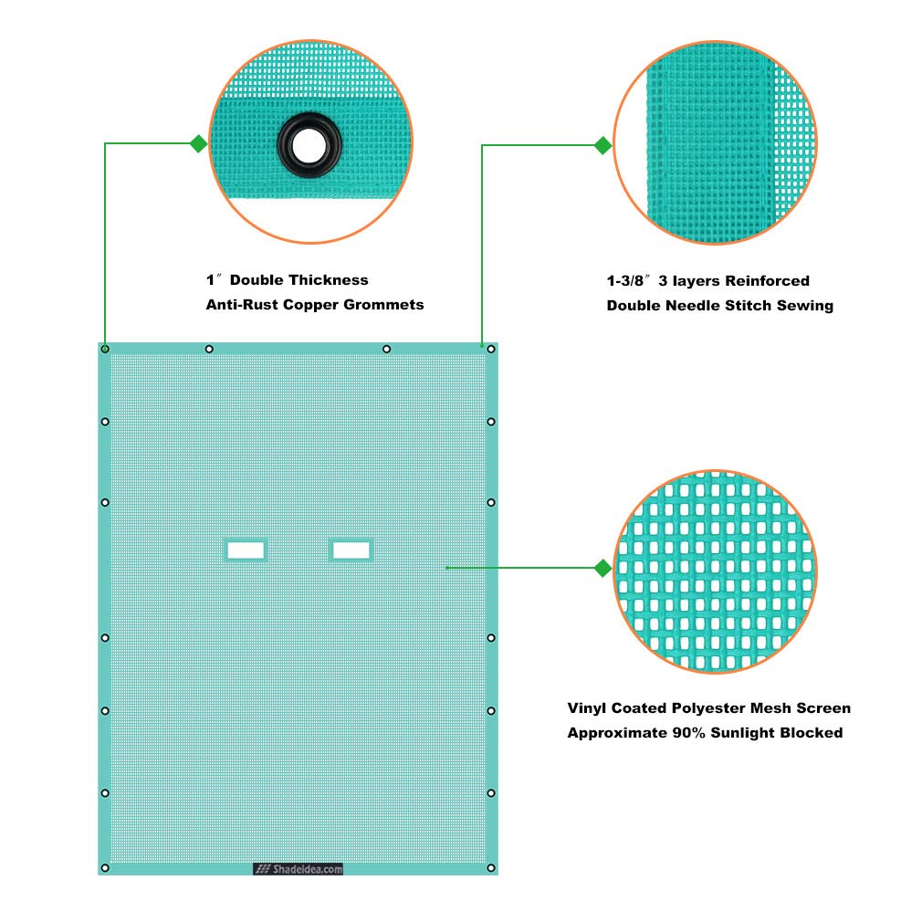 Shadeidea Sun Shade Top For Jeep Wrangler Top Sunshade Jl Unlimited 4 Door (2018-2023) Front And Rear-Tiff Blue Mesh Screen Suns