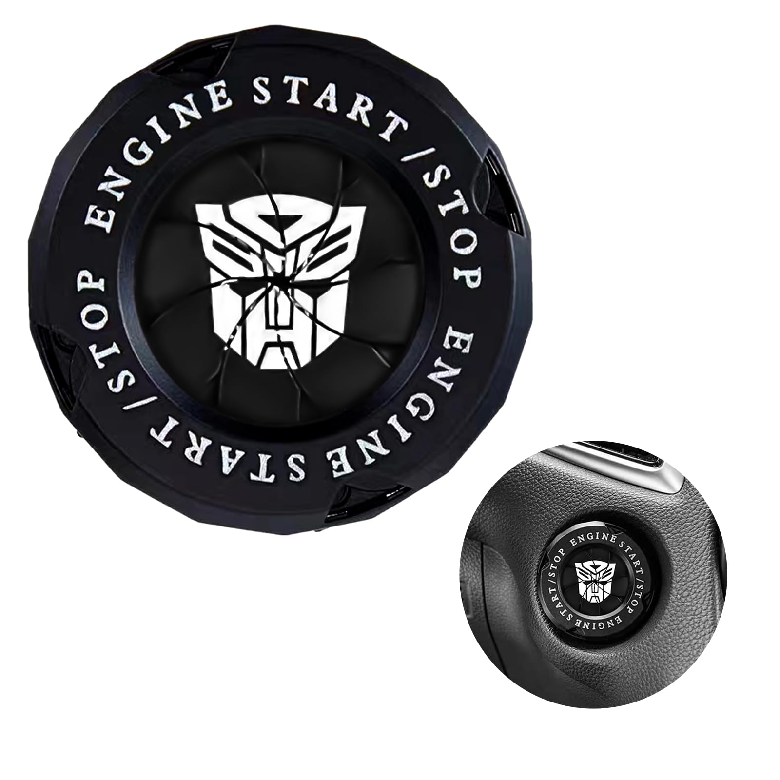 Rotary Push Start Button Cover, Transformers Universal Car Engine Start Button Cover, Car Stickers Interior Decor, Car Accessori