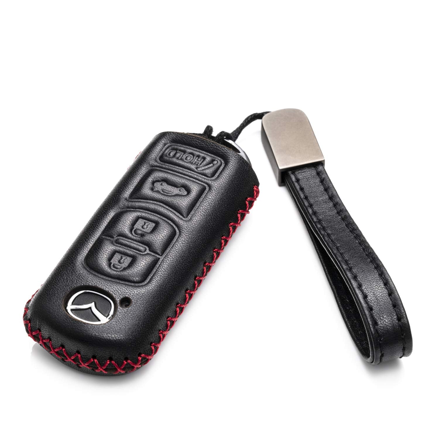 Vitodeco Genuine Leather Smart Key Fob Case Cover Protector Compatible For Mazda 3, 6, Cx-5, Cx-7, Cx-9, Mx-5 Miata, Atenza Axel