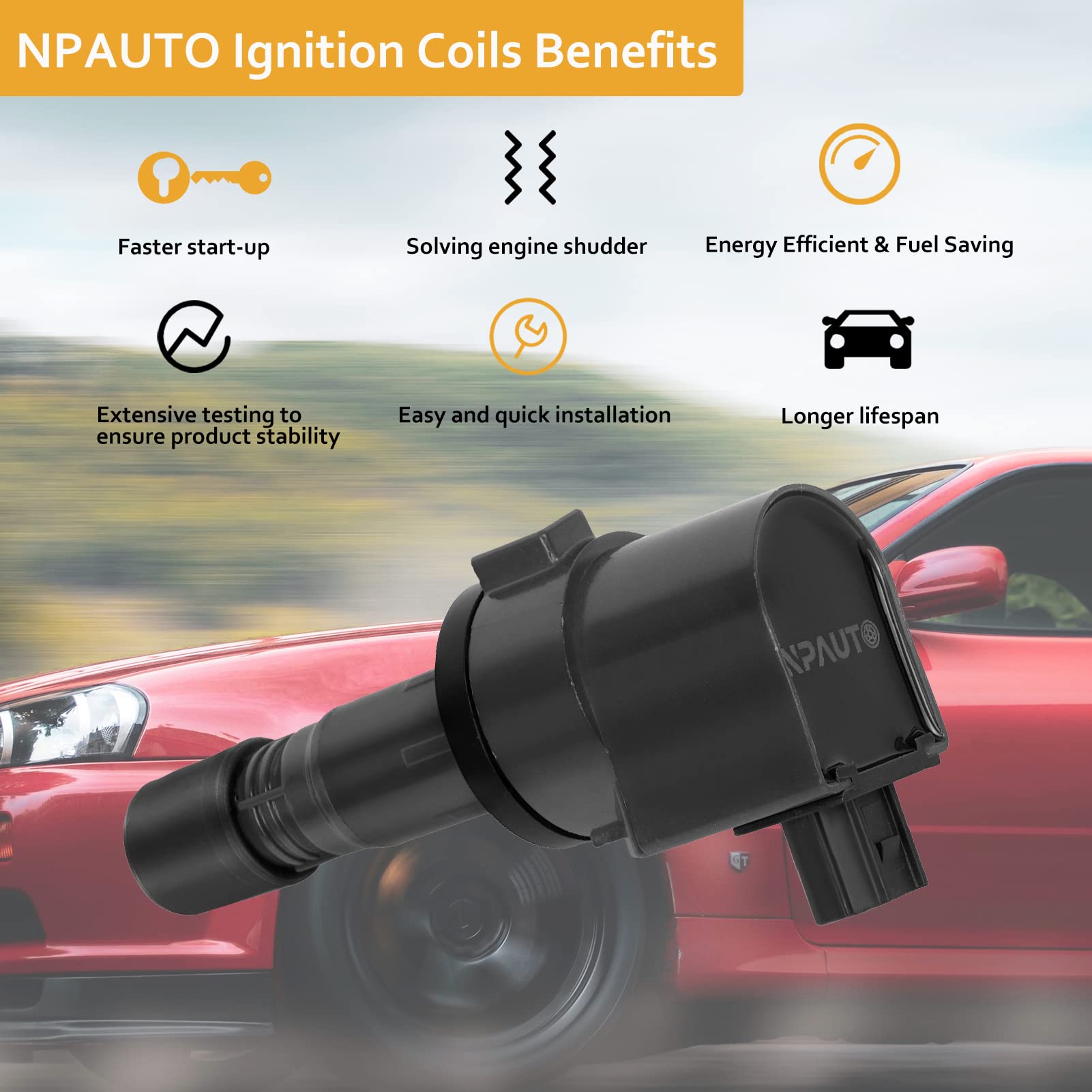 Ignition Coil Pack Replacement For 1.8 1.8L 2012 2013 2014 2015 Honda Civic, 2016-2017 Honda Hr-V Hrv, 2.0L 2.0 2013-2015 Acura Ilx, Uf672 C1823, Set Of 4