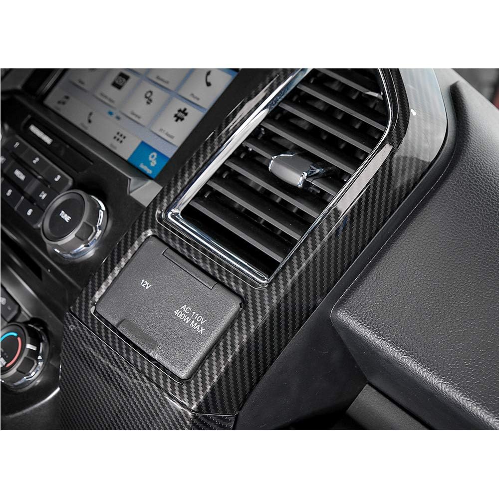 Keptrim For F150 Abs Carbon Fiber Central Console Air Conditioner Panel Trim For 2015 2016 2017 2018 2019 2020 Ford F150, 5Pcs