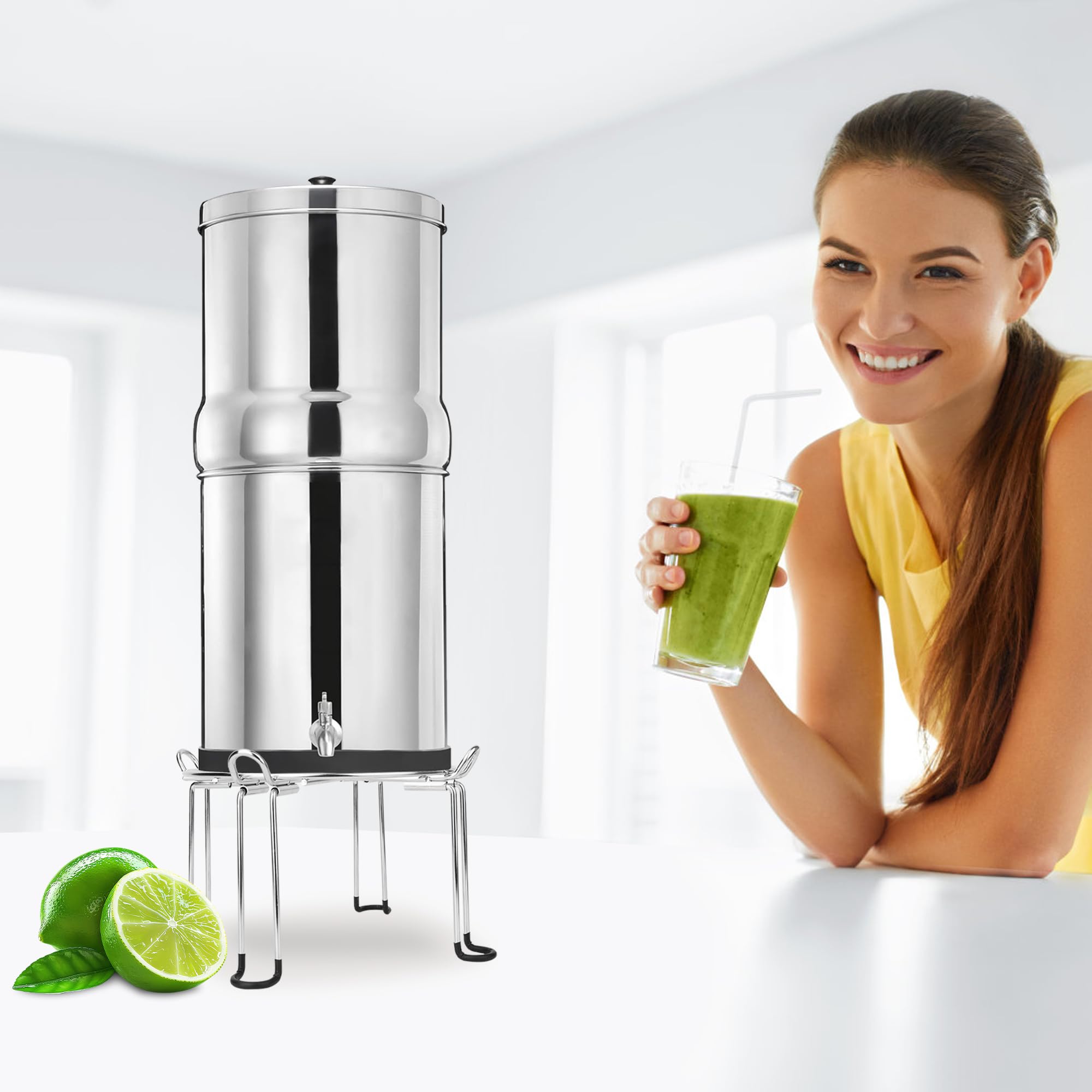 Omoojee Water Filter Stand 6'' Tall by 9'' Wide Compatible with Berkey Big, Royal and Travel System, Countertop Stainless Steel