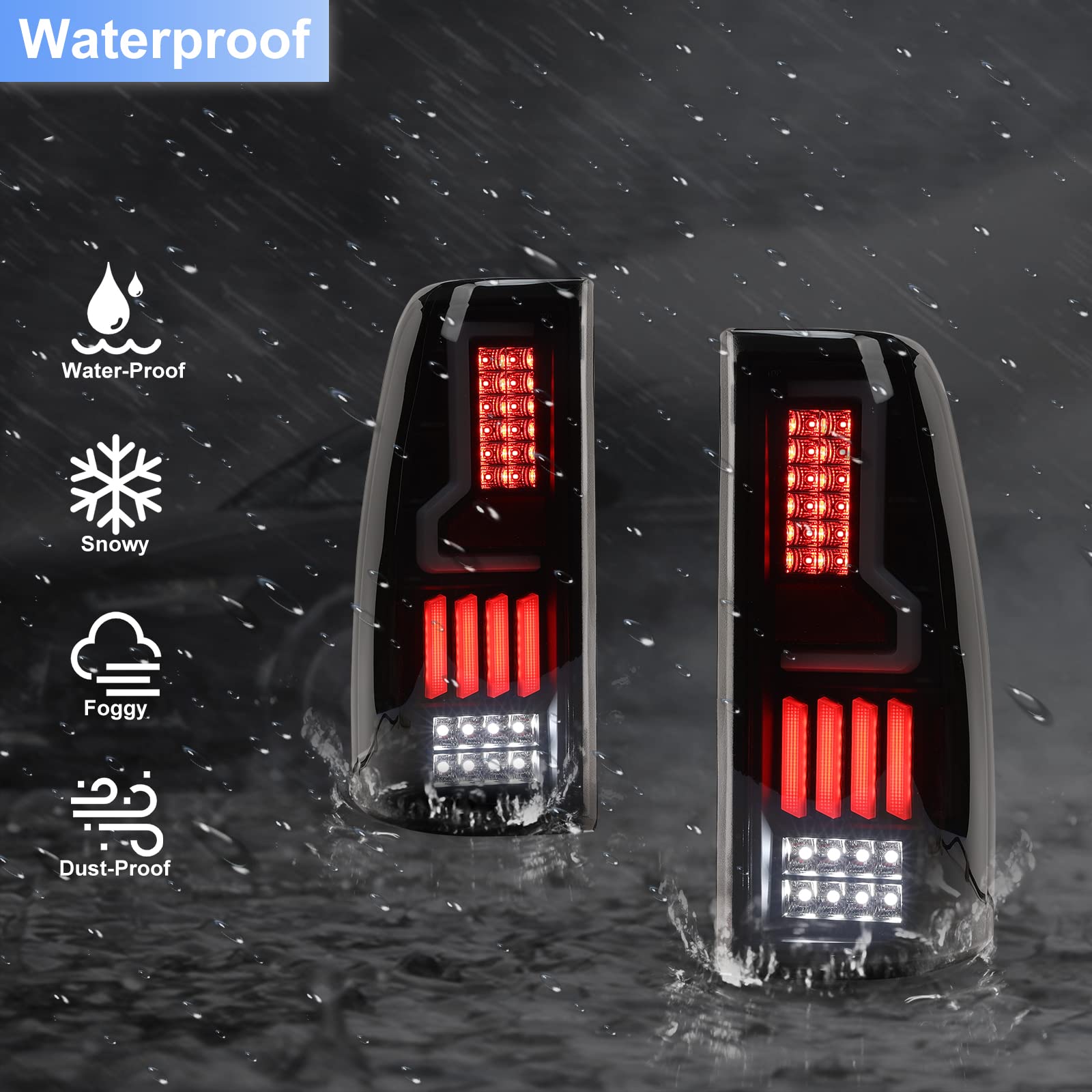 Roxx Full Led Tail Lights For 1999-2006 Chevrolet Silverado 1999-2003 Gmc Sierra, Tail Rear Lamps Replacement W/Running Light, Turn Signal, Brake And Reverse Lights Driver And Passenger Side