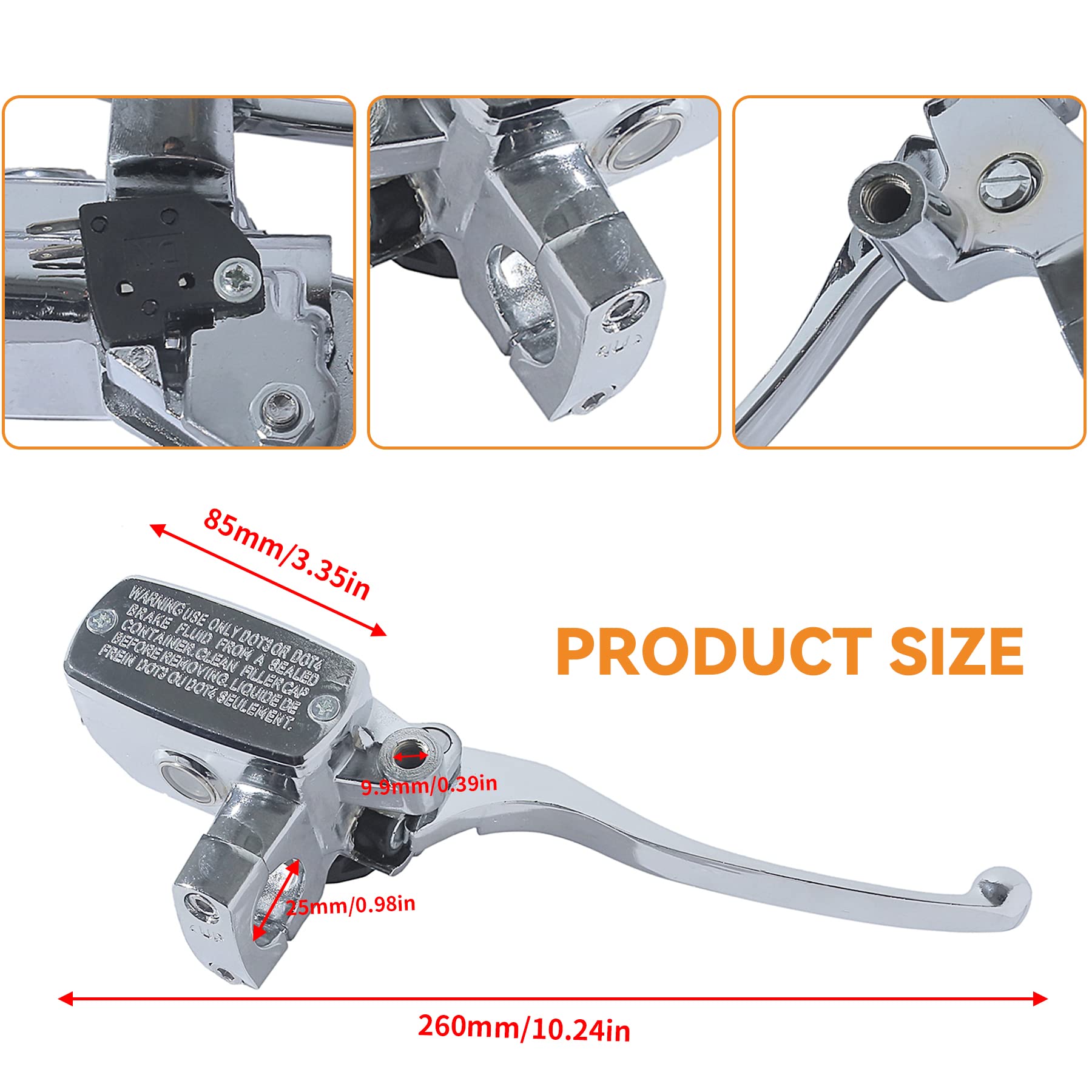 Stylemafia Universal Motorcycle 1' 25Mm Brake Clutch Master Cylinder Lever Compatible With Honda Kawasaki Suzuki Yamaha(Silver)