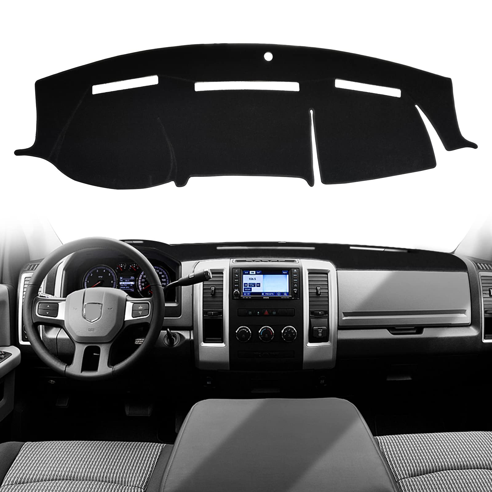 Hanlanka Dashboard Cover Mat Dash Cover Compatible With 2009 2010 2011 2012 2013 2014 2015 2016 2017 2018 Ram 1500 2500 3500 Das