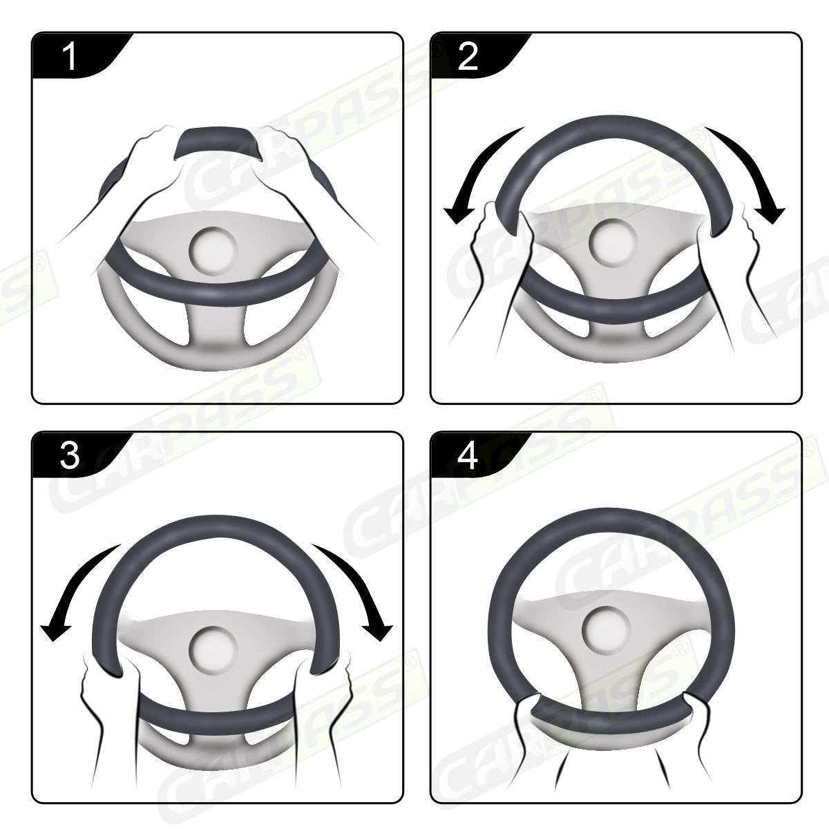 Car Pass Classical Leather Automotive Universal Steering Wheel Covers,Universal Fit For Suvs,Trucks,Sedans,Cars,Vans(Gray)
