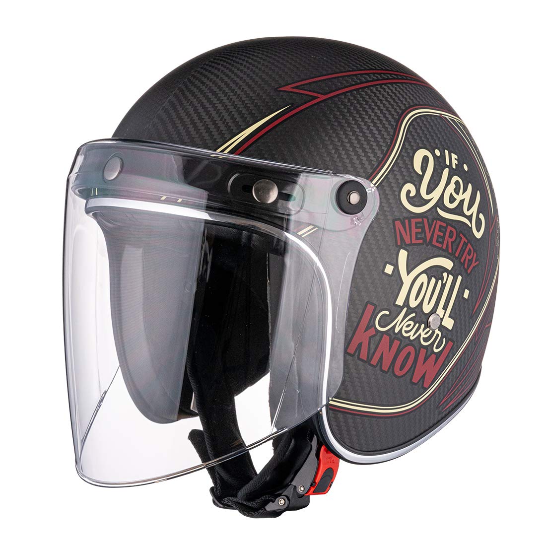VCOROS Universal 3-Snap Flip Up Visor Shield Lens for Retro Open Face Motorcycle Helmet (Clear)