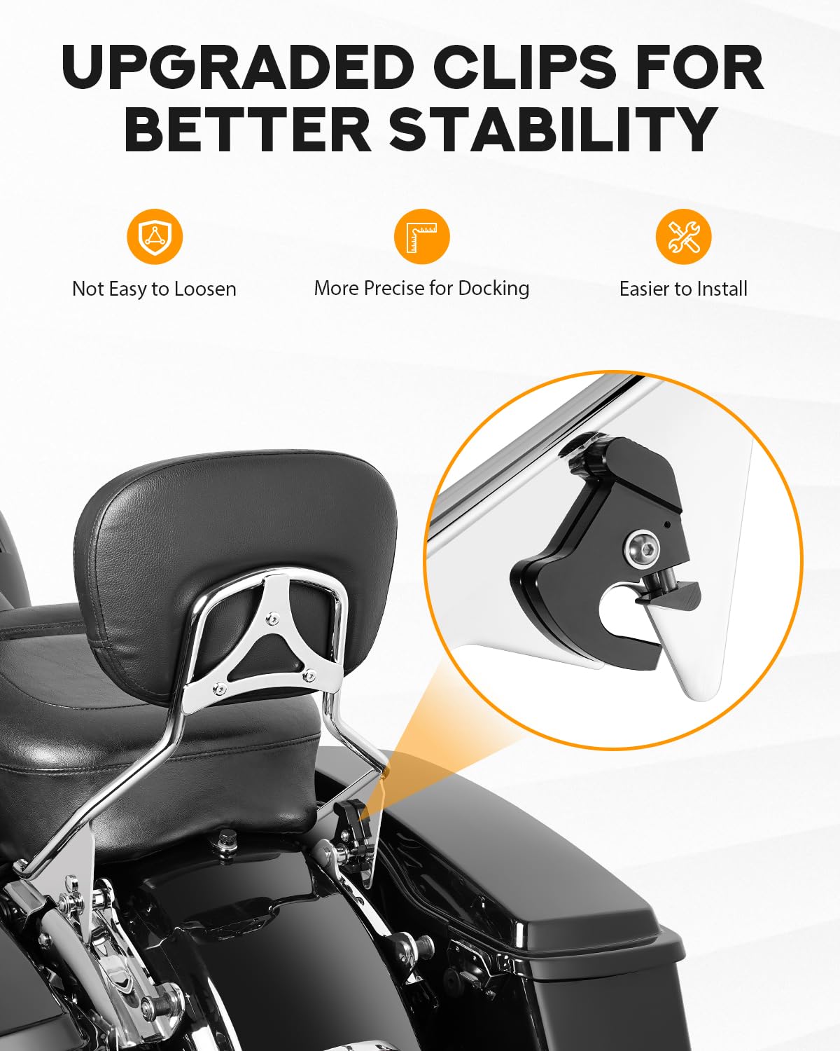 Pbymt Detachable Passenger Backrest Fit For Harley Touring, Quick Release Sissy Bar Compatible With Harley Davidson Street Glide