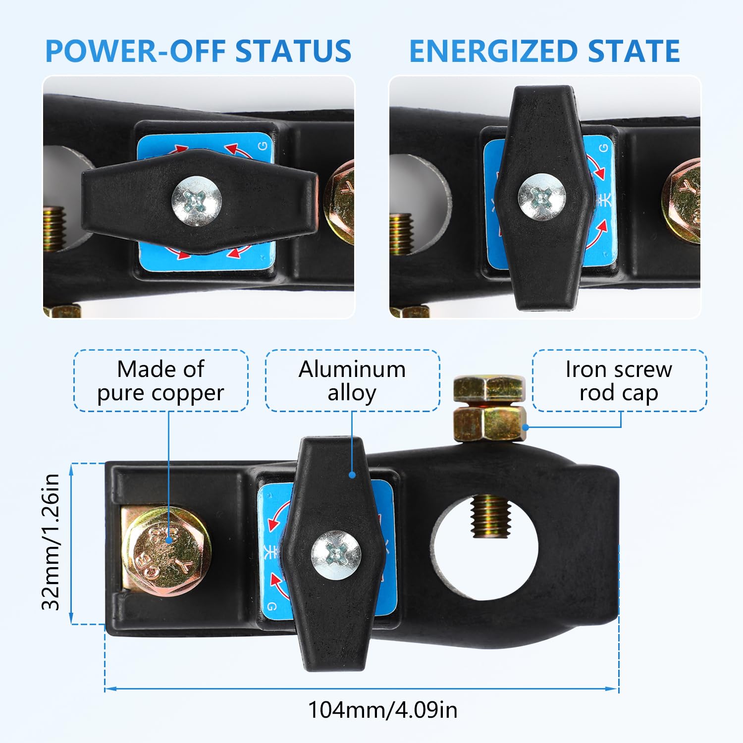 Battery Disconnect Switch, High Current Master Battery Power Cut Isolator Kill Switch, General Purpose Heavy Duty Battery Shutof